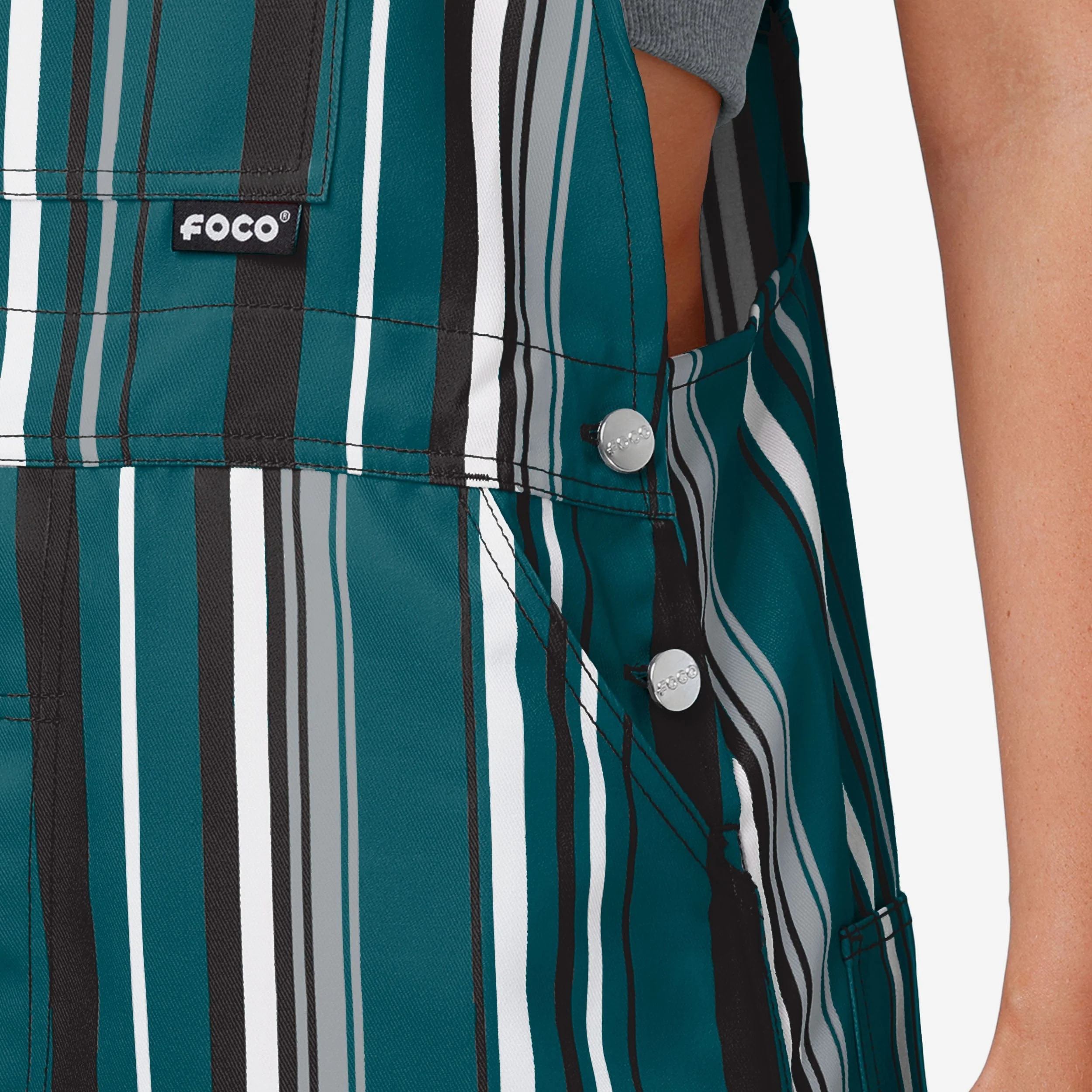 Philadelphia Eagles Womens Hyper Stripe Bib Overalls - Image 5