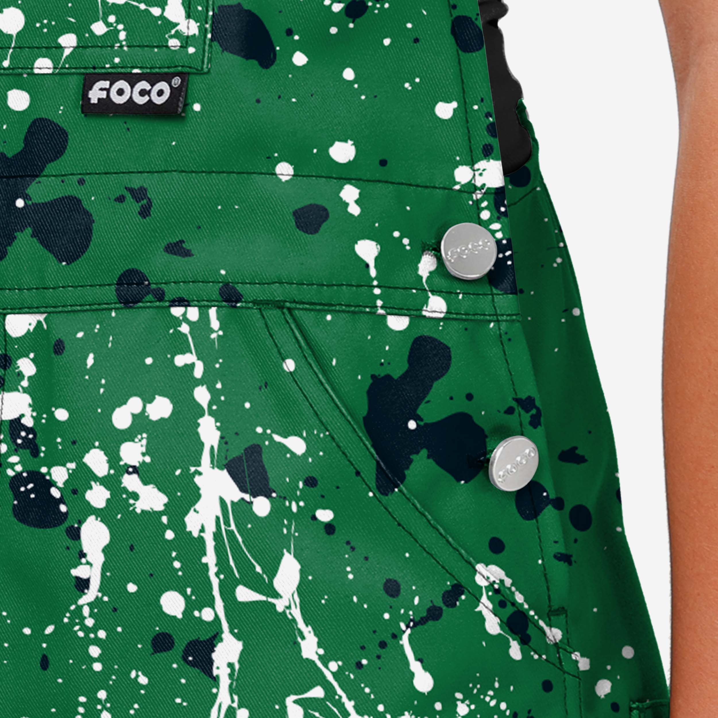 Philadelphia Eagles Womens Kelly Green Paint Splatter Bib Overalls - Image 6