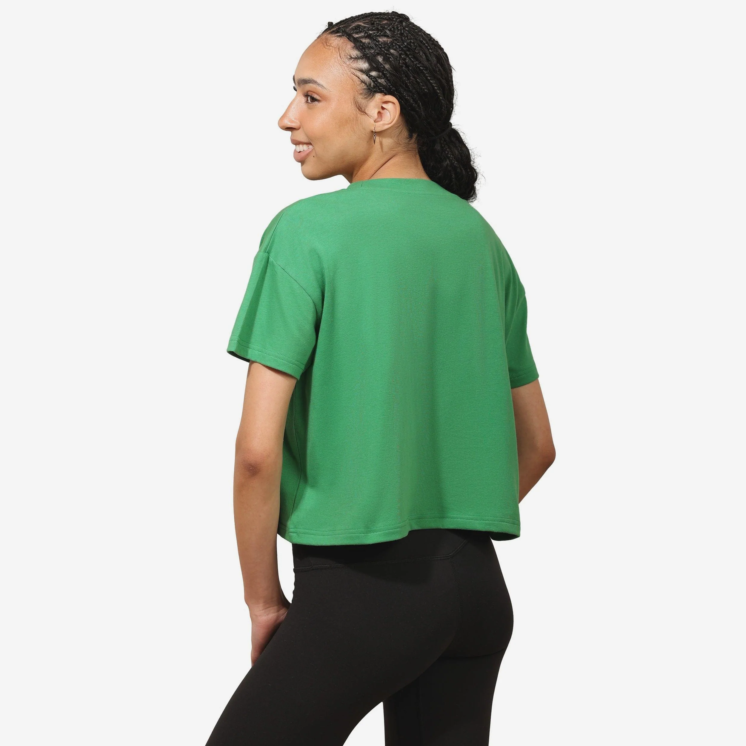 Philadelphia Eagles Womens Kelly Green Rhinestone Logo Crop Top - Image 3