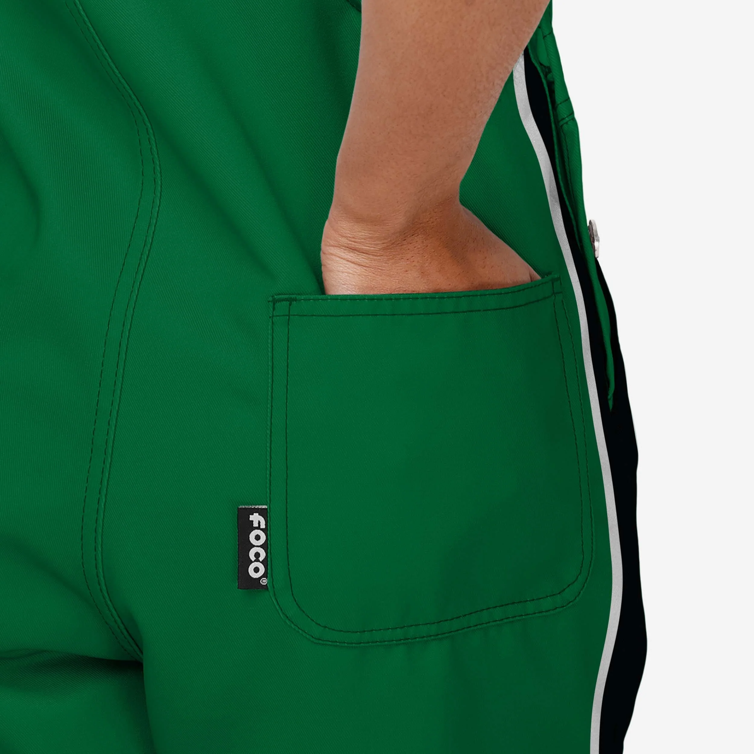 Philadelphia Eagles Womens Kelly Green Team Stripe Bib Shortalls - Image 6