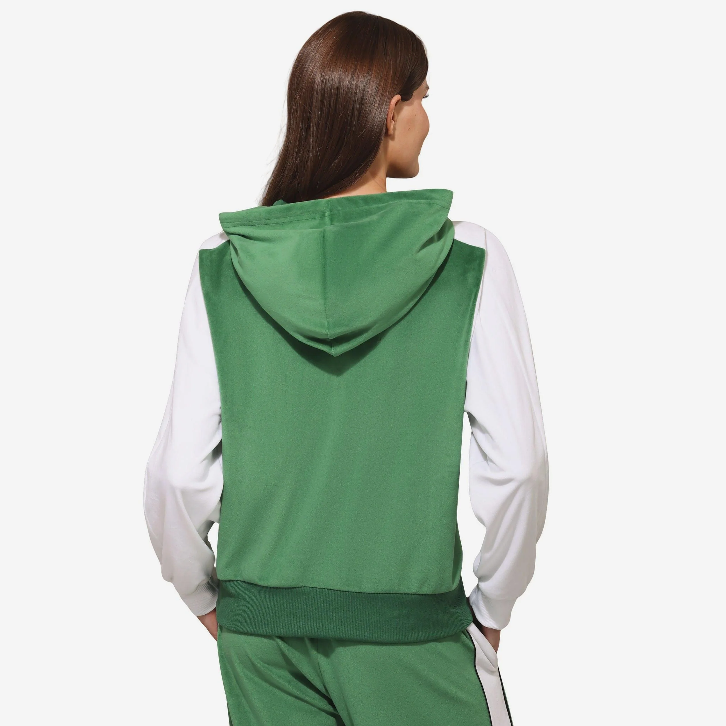 Philadelphia Eagles Womens Kelly Green Two Tone Velour Zip Up Top - Image 2