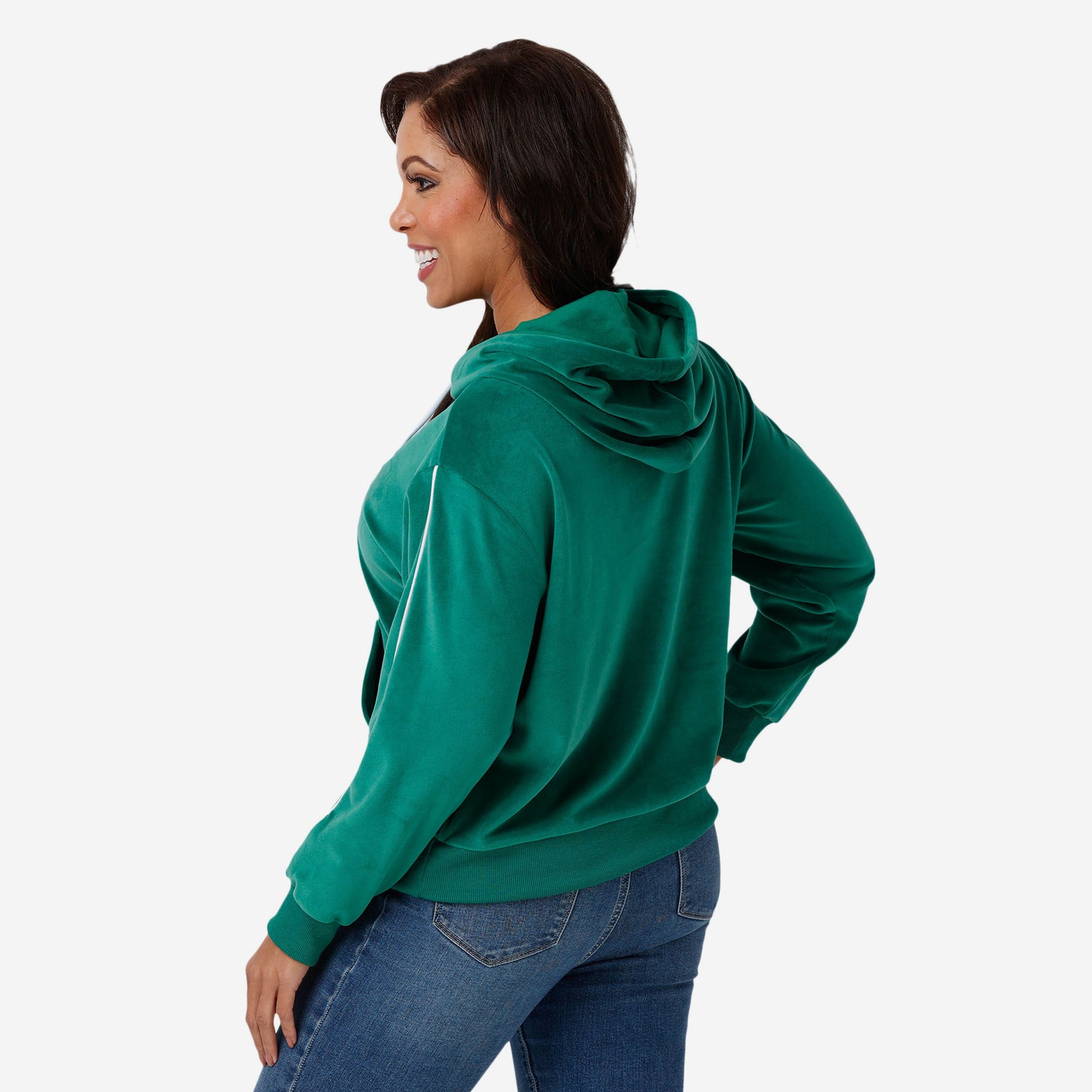 Philadelphia Eagles Womens Kelly Green Velour Hooded Sweatshirt - Image 2