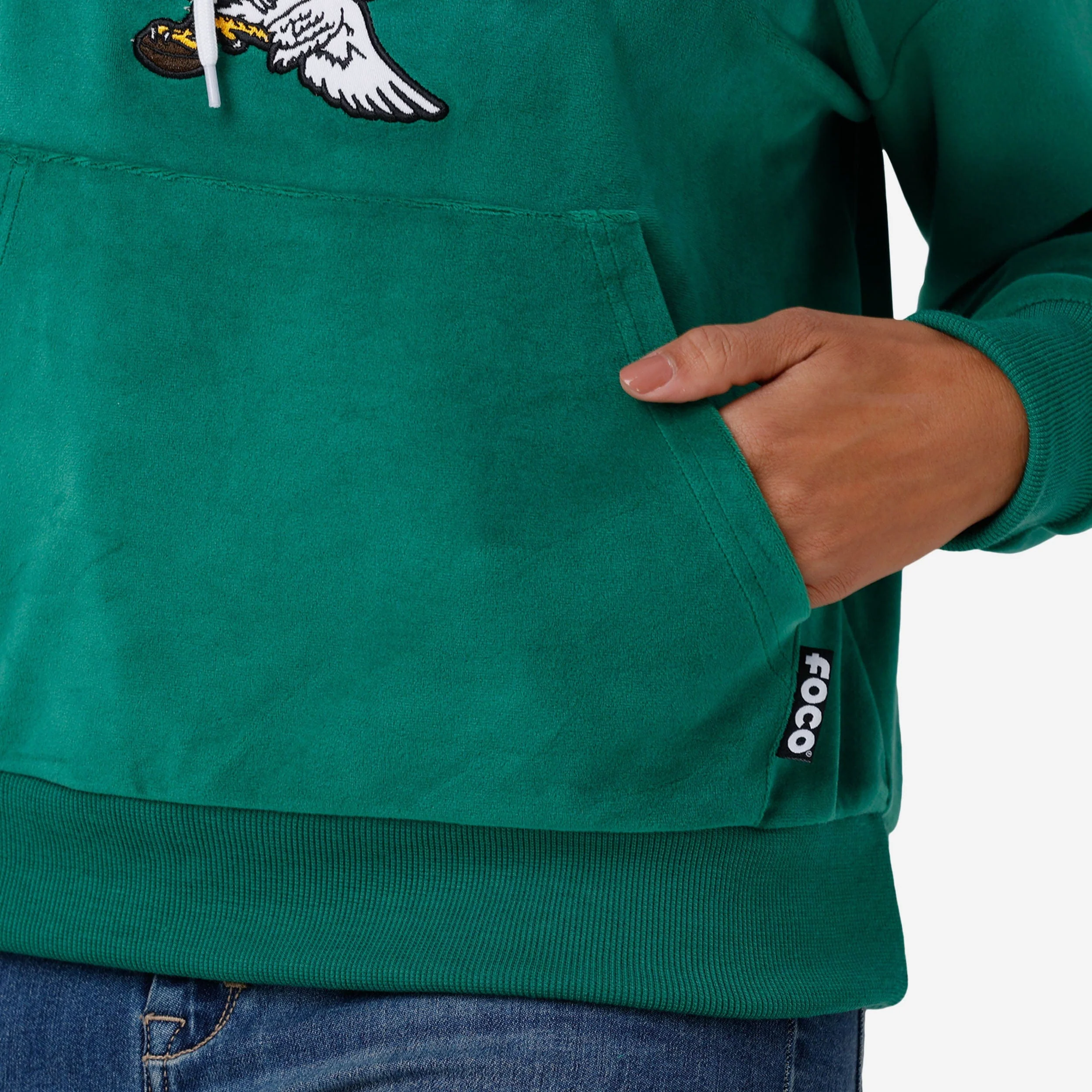 Philadelphia Eagles Womens Kelly Green Velour Hooded Sweatshirt - Image 3
