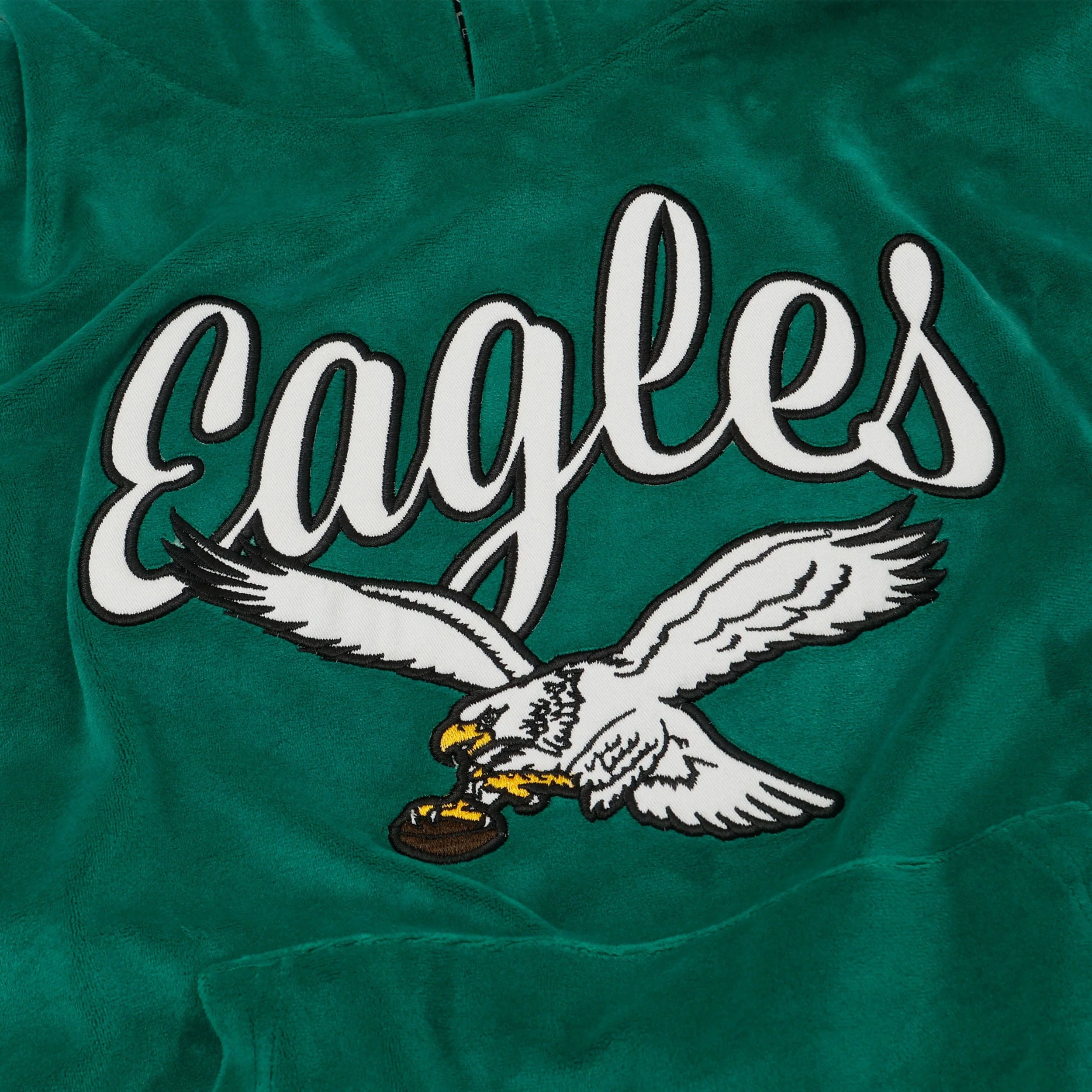 Philadelphia Eagles Womens Kelly Green Velour Hooded Sweatshirt - Image 4