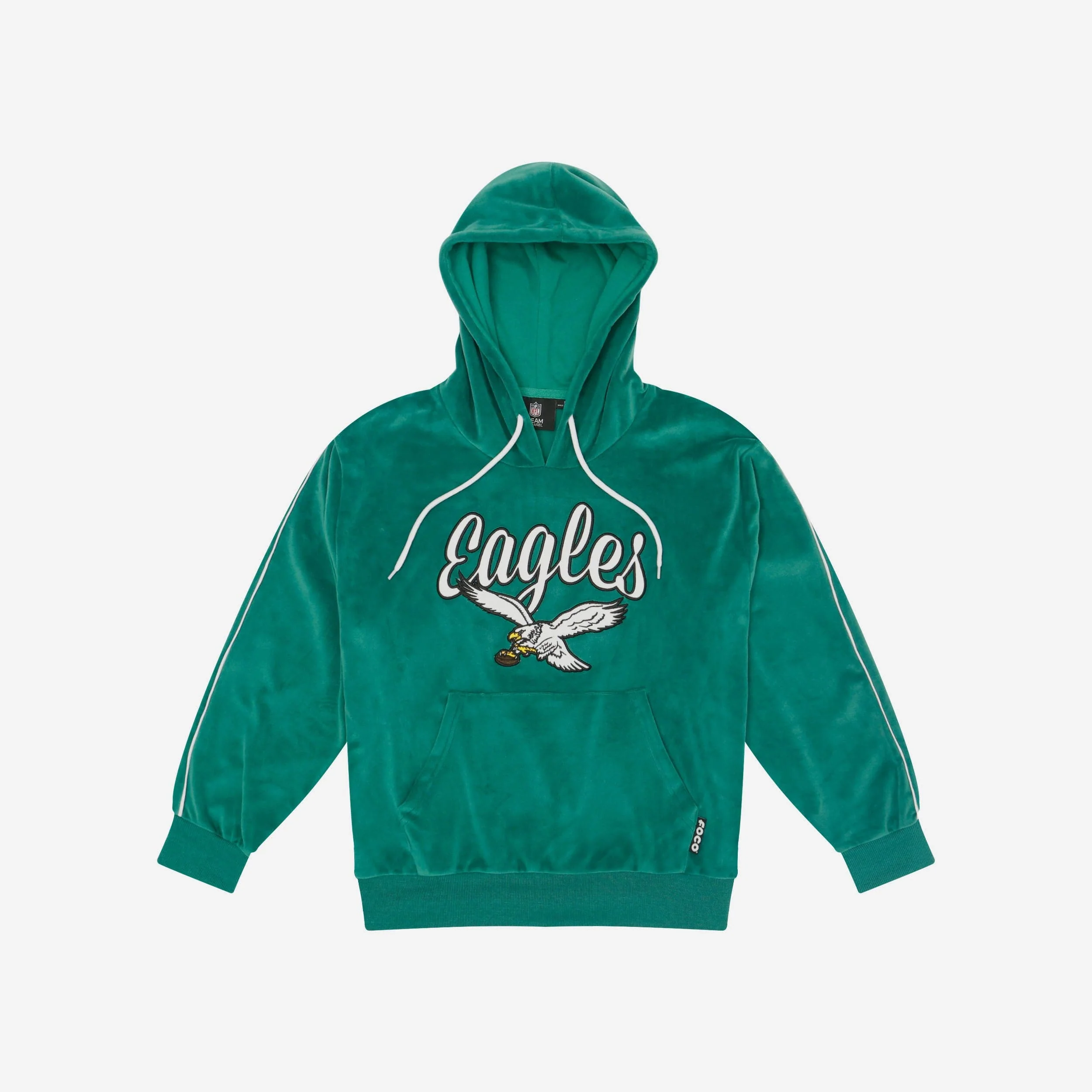 Philadelphia Eagles Womens Kelly Green Velour Hooded Sweatshirt - Image 5