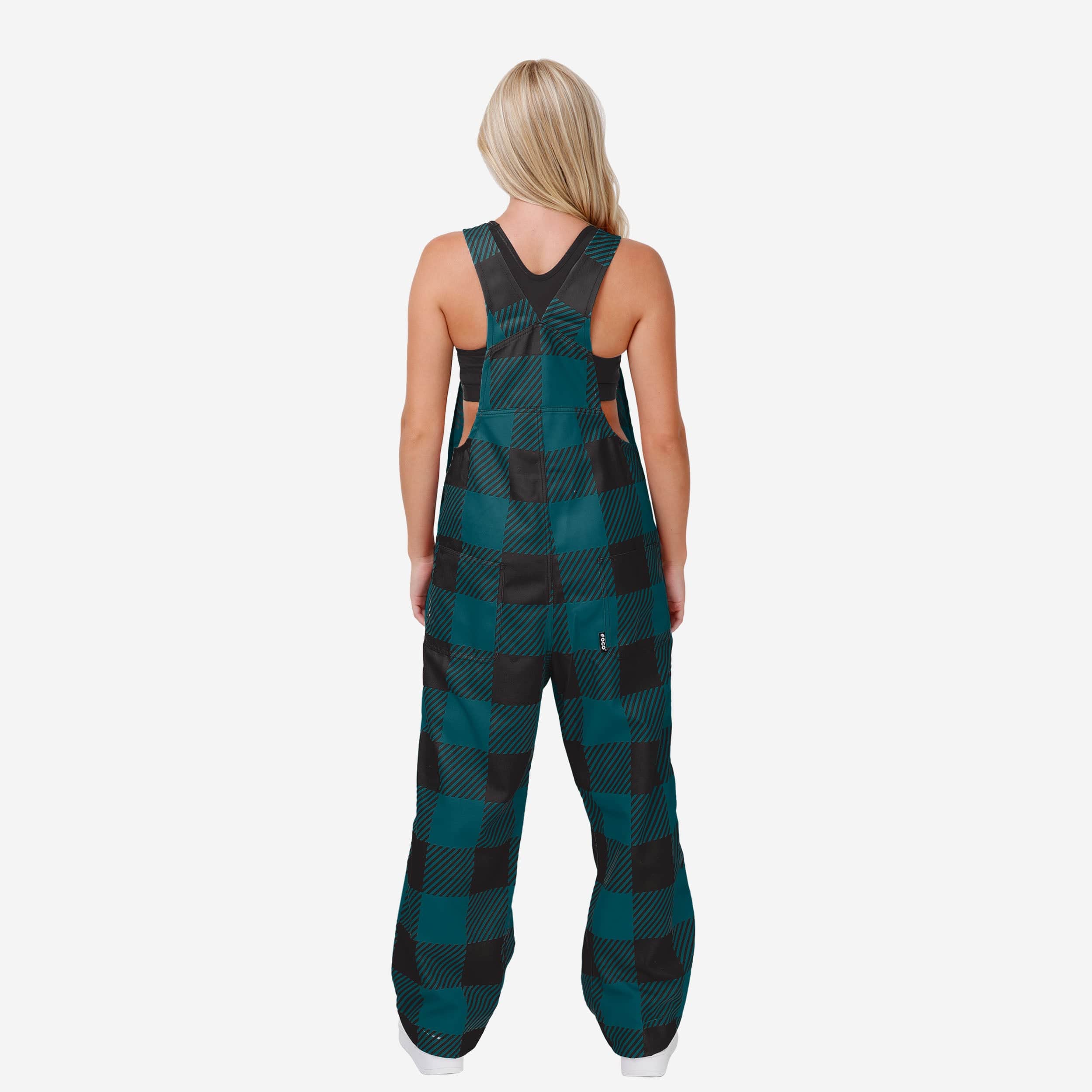 Philadelphia Eagles Womens Plaid Bib Overalls - Image 2