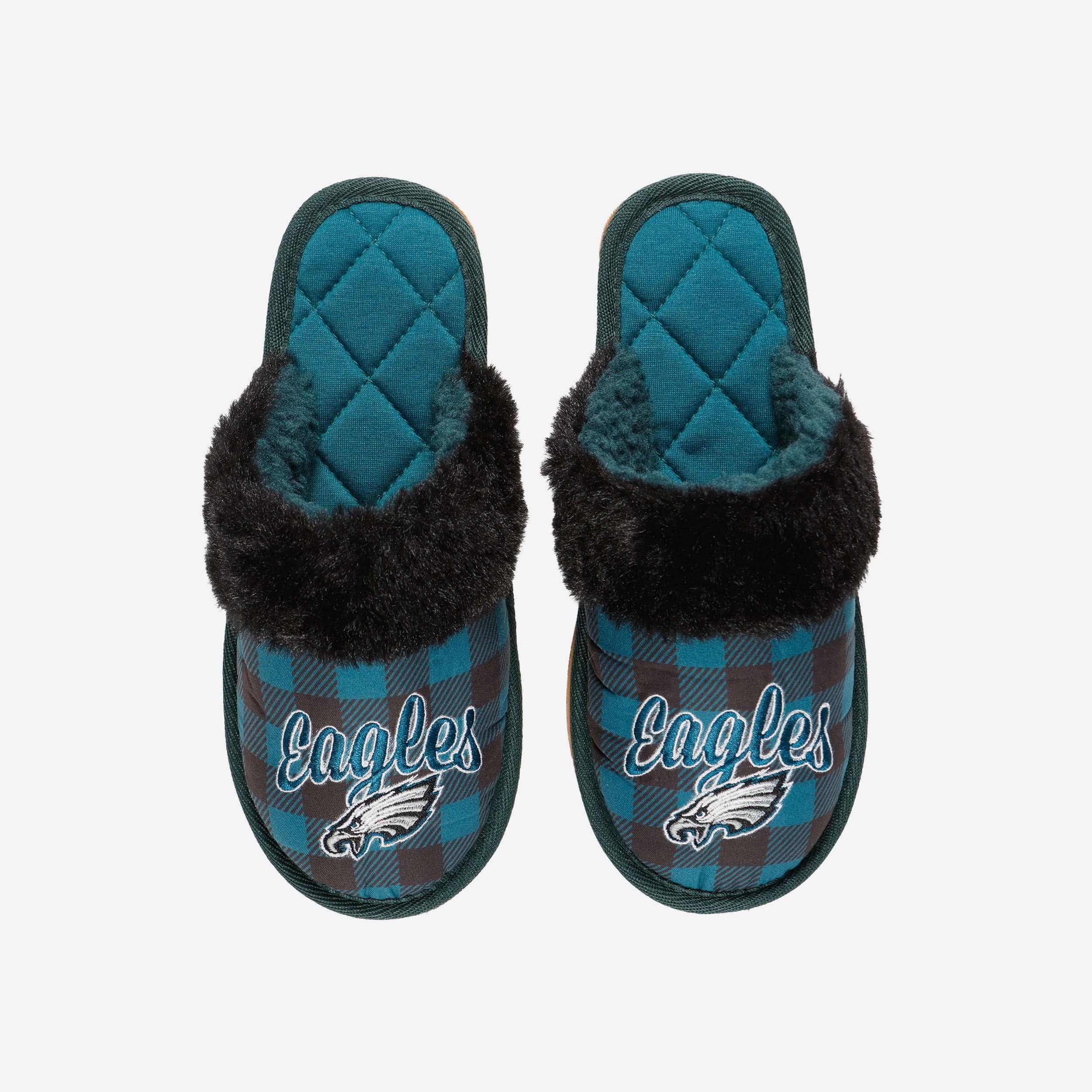 Philadelphia Eagles Womens Plaid Sherpa Mule Slipper - Image 2