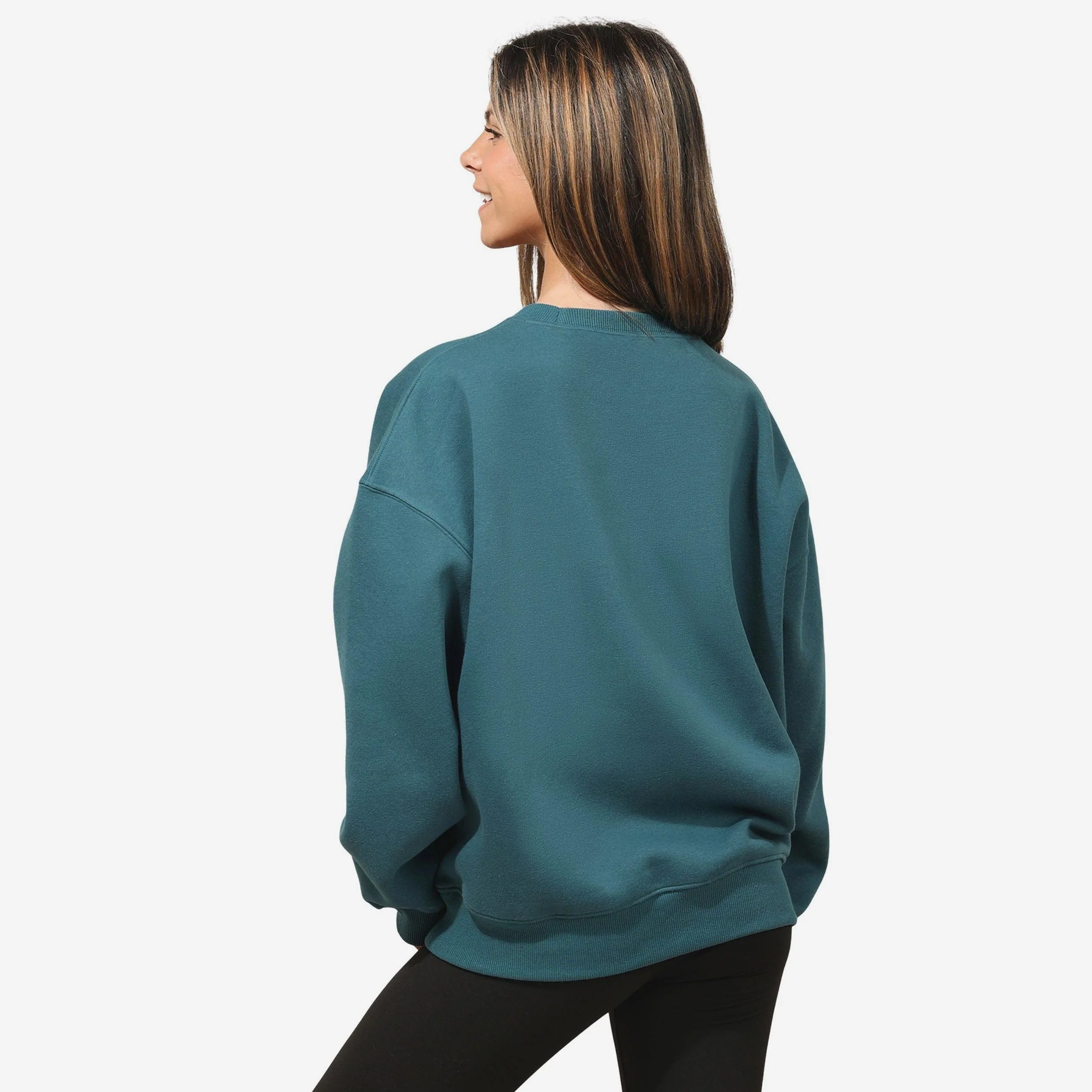 Philadelphia Eagles Womens Rhinestone Logo Oversized Crew Neck Sweatshirt - Image 3