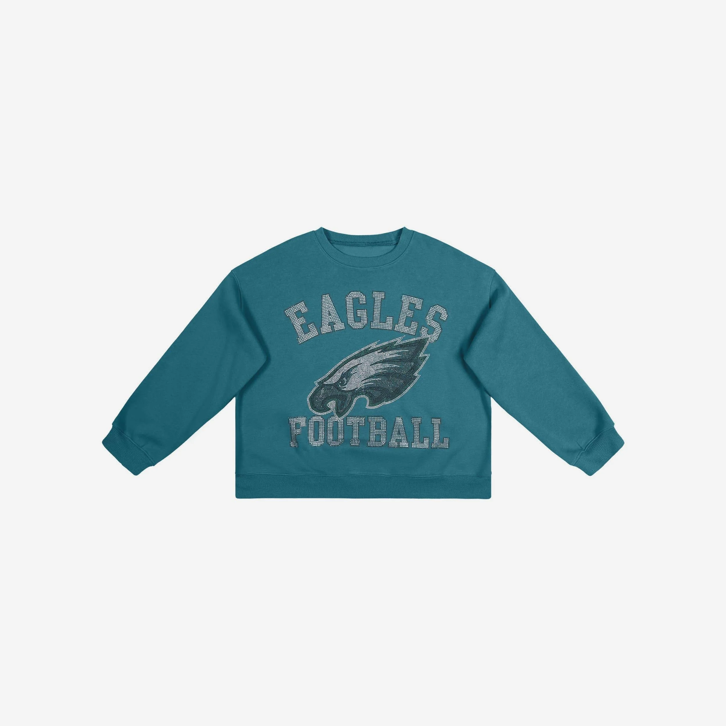 Philadelphia Eagles Womens Rhinestone Logo Oversized Crew Neck Sweatshirt - Image 4