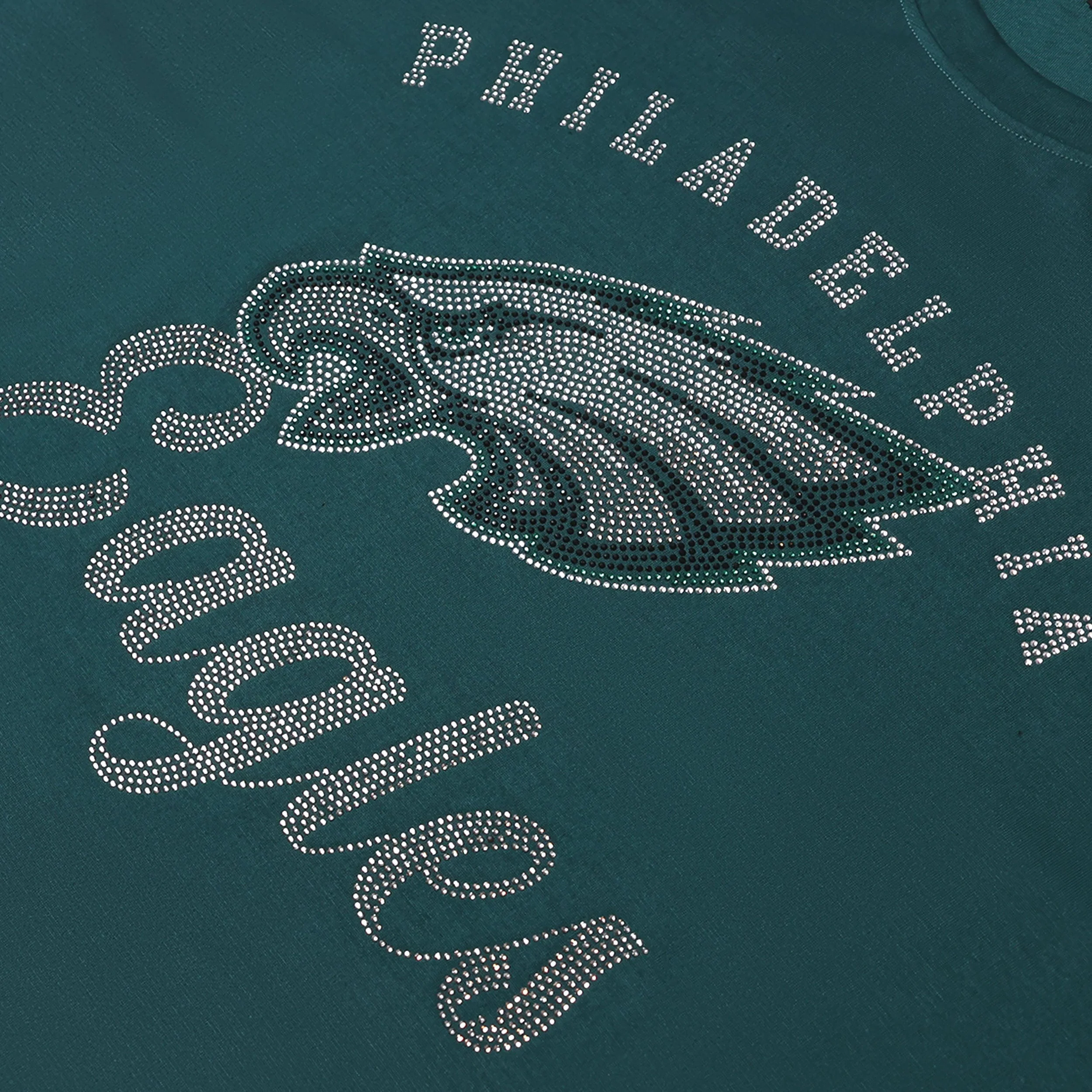 Philadelphia Eagles Womens Rhinestone Logo Oversized T-Shirt - Image 2