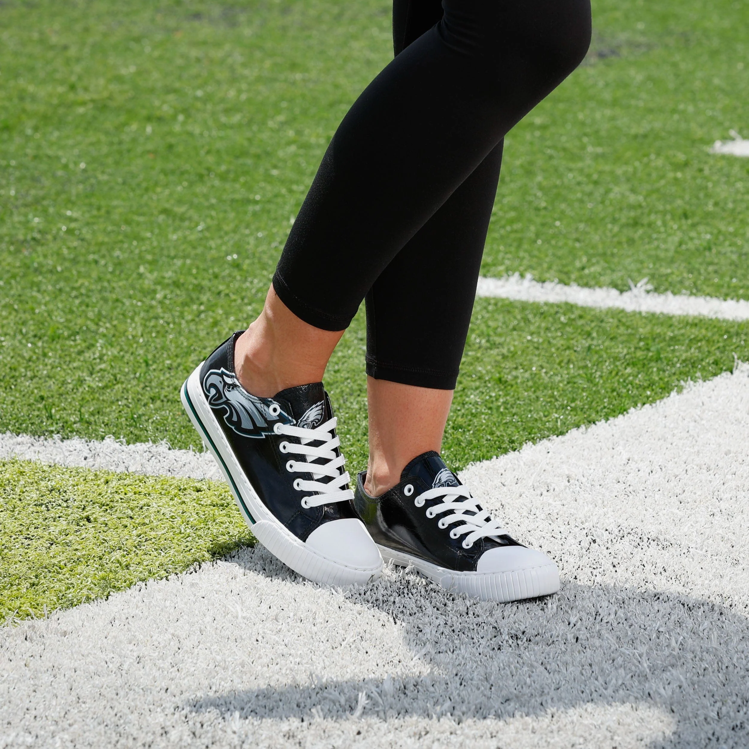Philadelphia Eagles Womens Team Color Metallic Low Top Canvas Shoes - Image 3