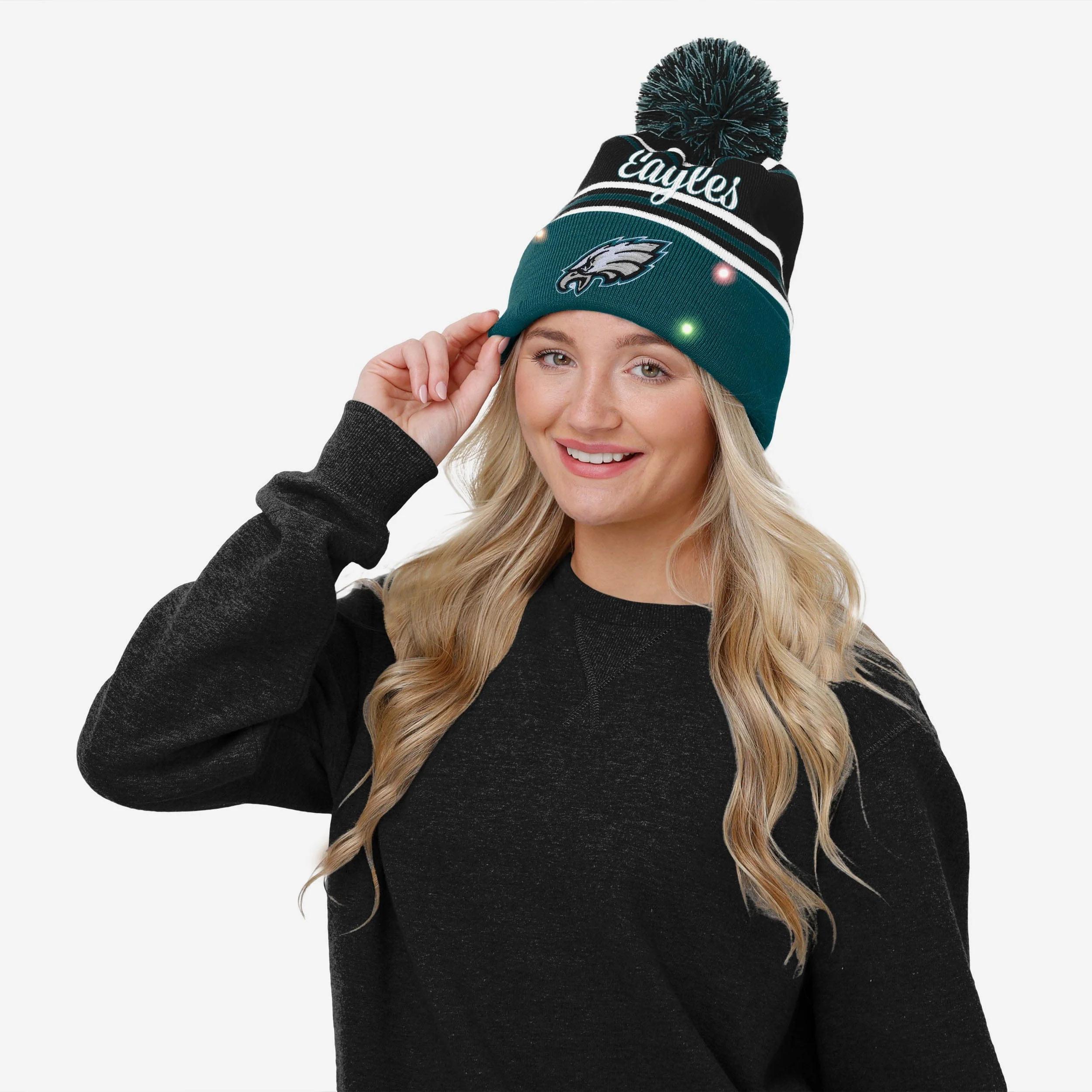 Philadelphia Eagles Womens Wordmark Script Light Up Beanie - Image 3