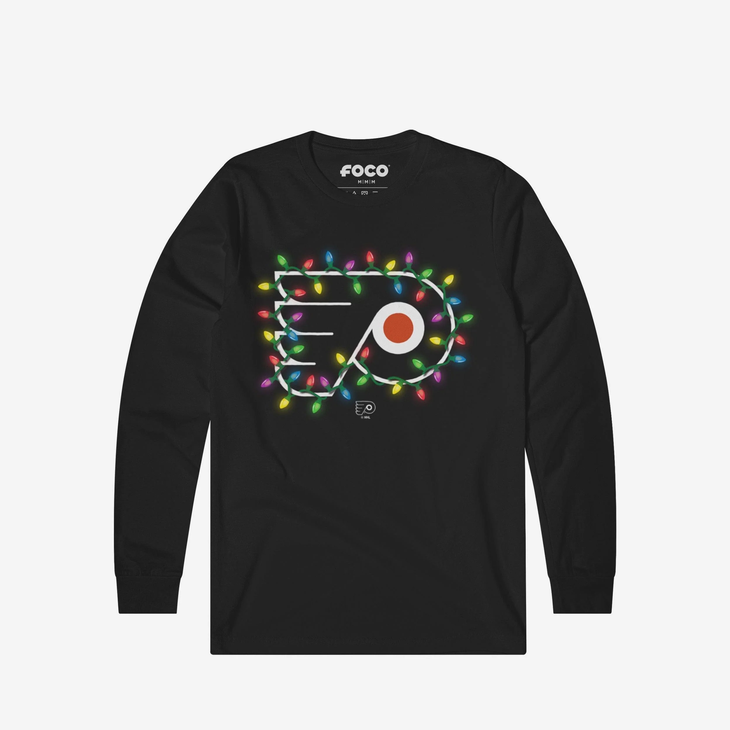 Philadelphia Flyers Primary Logo Holiday Lights Long Sleeve T-Shirt