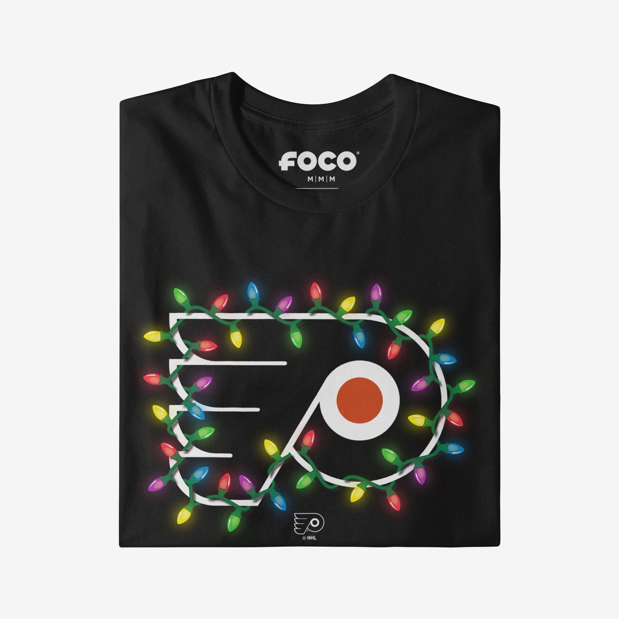 Philadelphia Flyers Primary Logo Holiday Lights Long Sleeve T-Shirt - Image 3