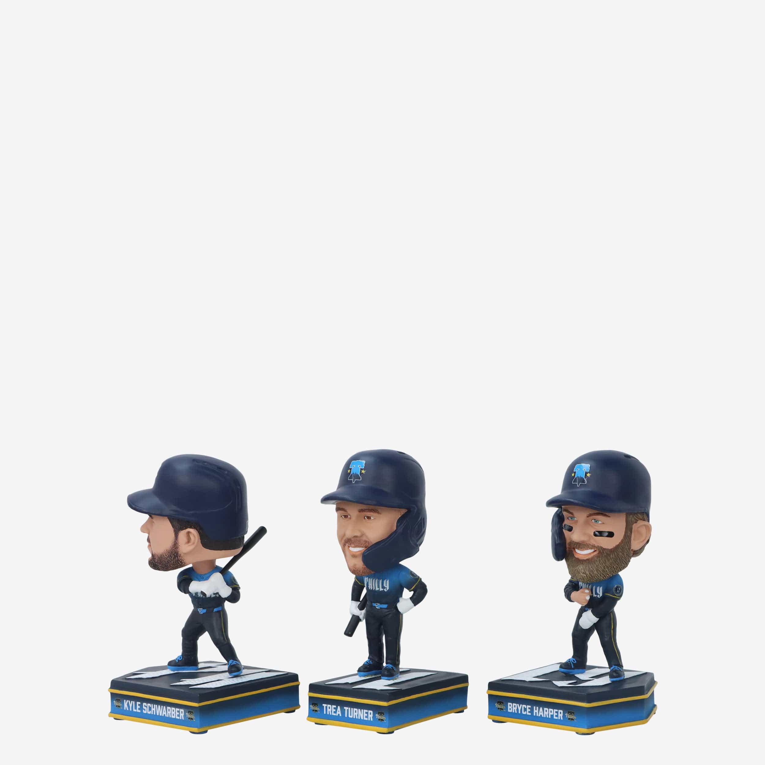 Philadelphia Phillies 2024 City Connect Connecting Base 3 Pack Mini Bighead Bobblehead Set - Image 5
