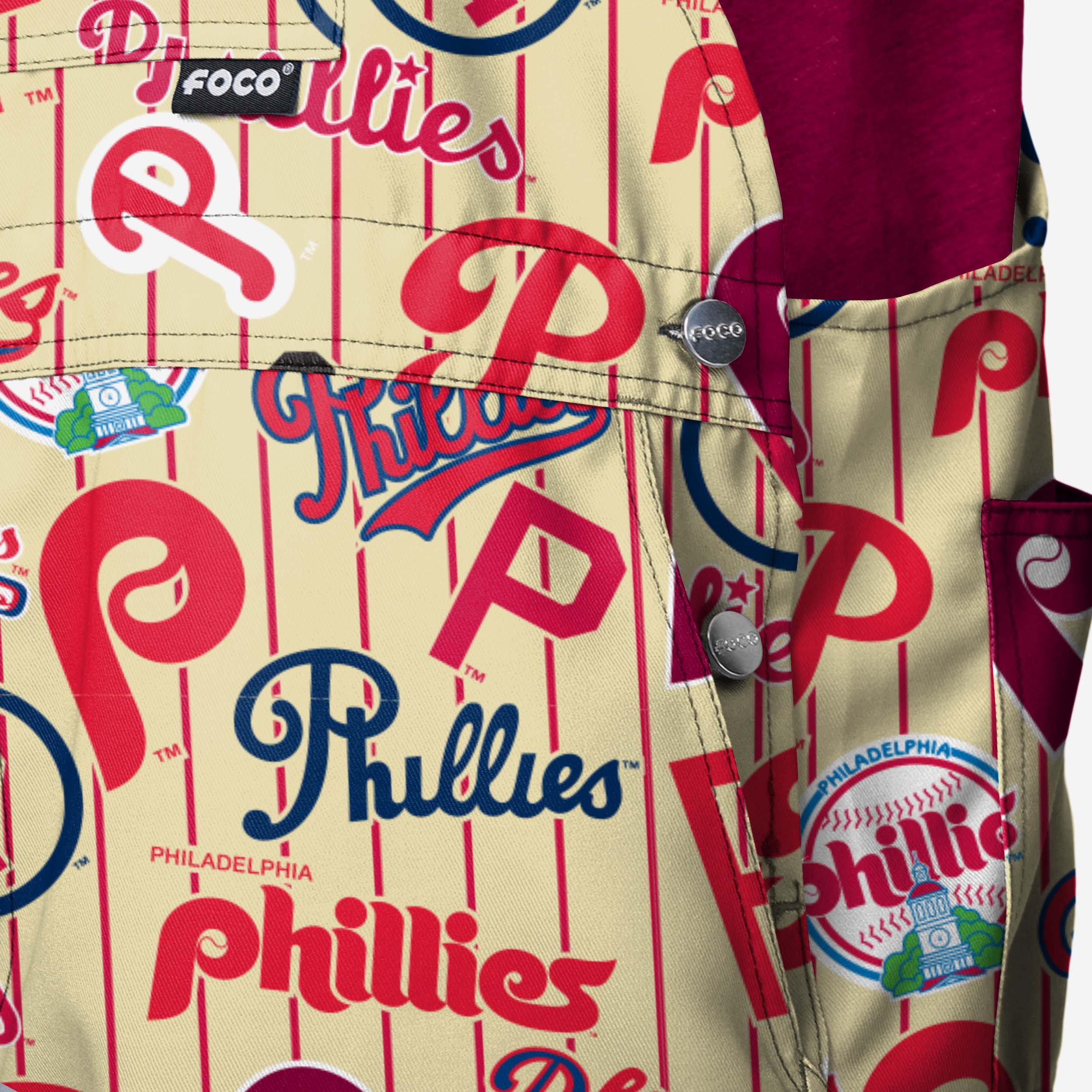 Philadelphia Phillies Mens Historic Print Bib Shortalls - Image 5