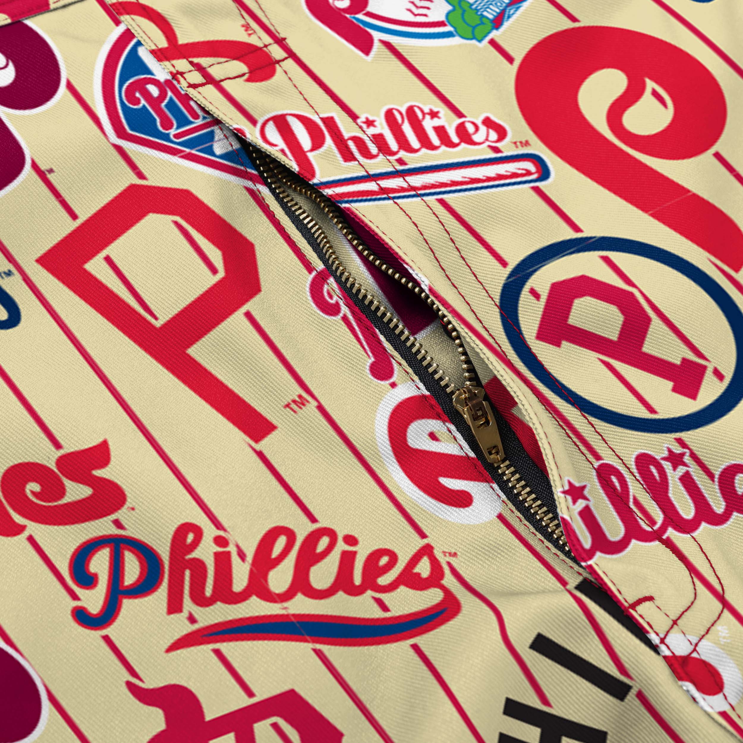 Philadelphia Phillies Mens Historic Print Bib Shortalls - Image 6