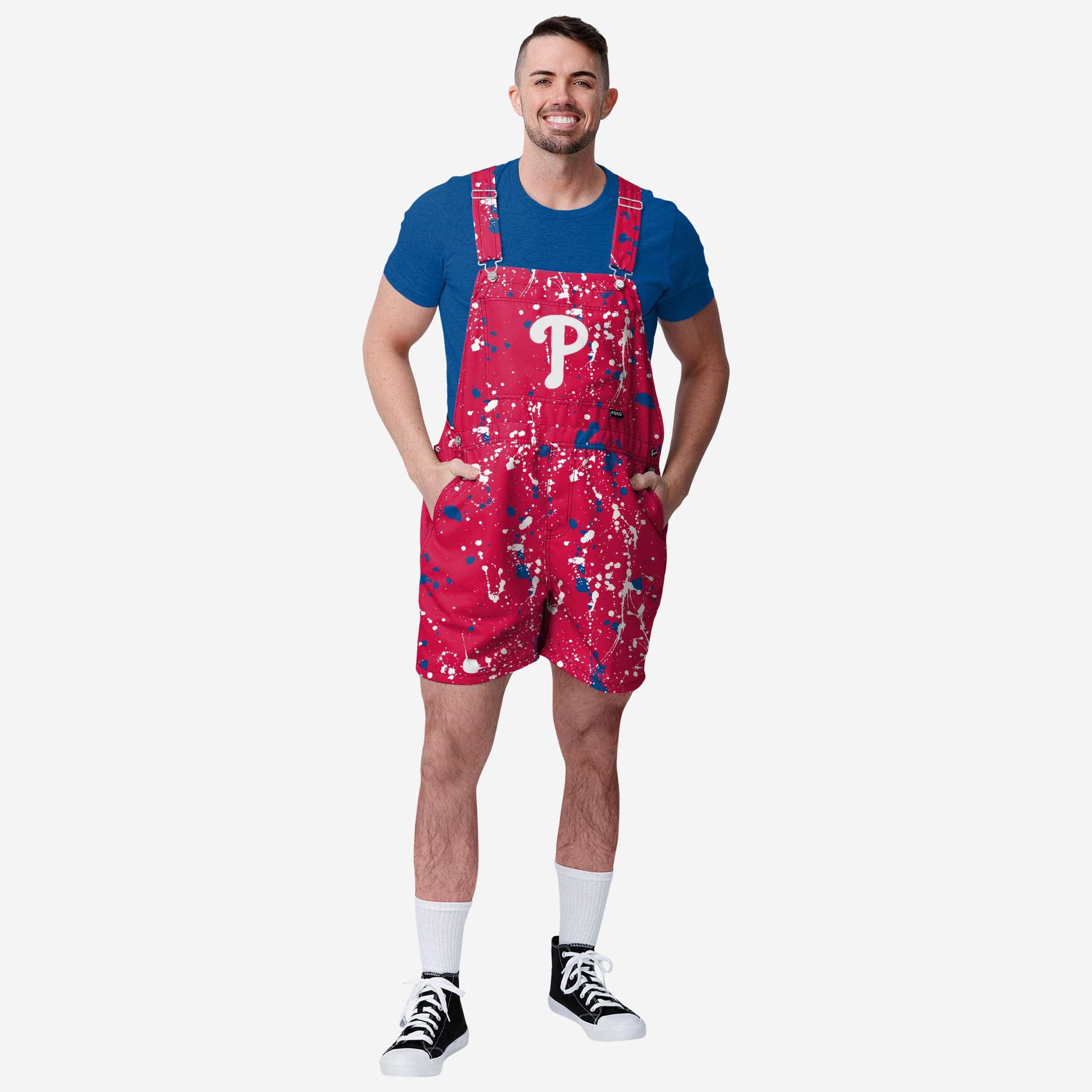 Philadelphia Phillies Mens Paint Splatter Bib Shortalls