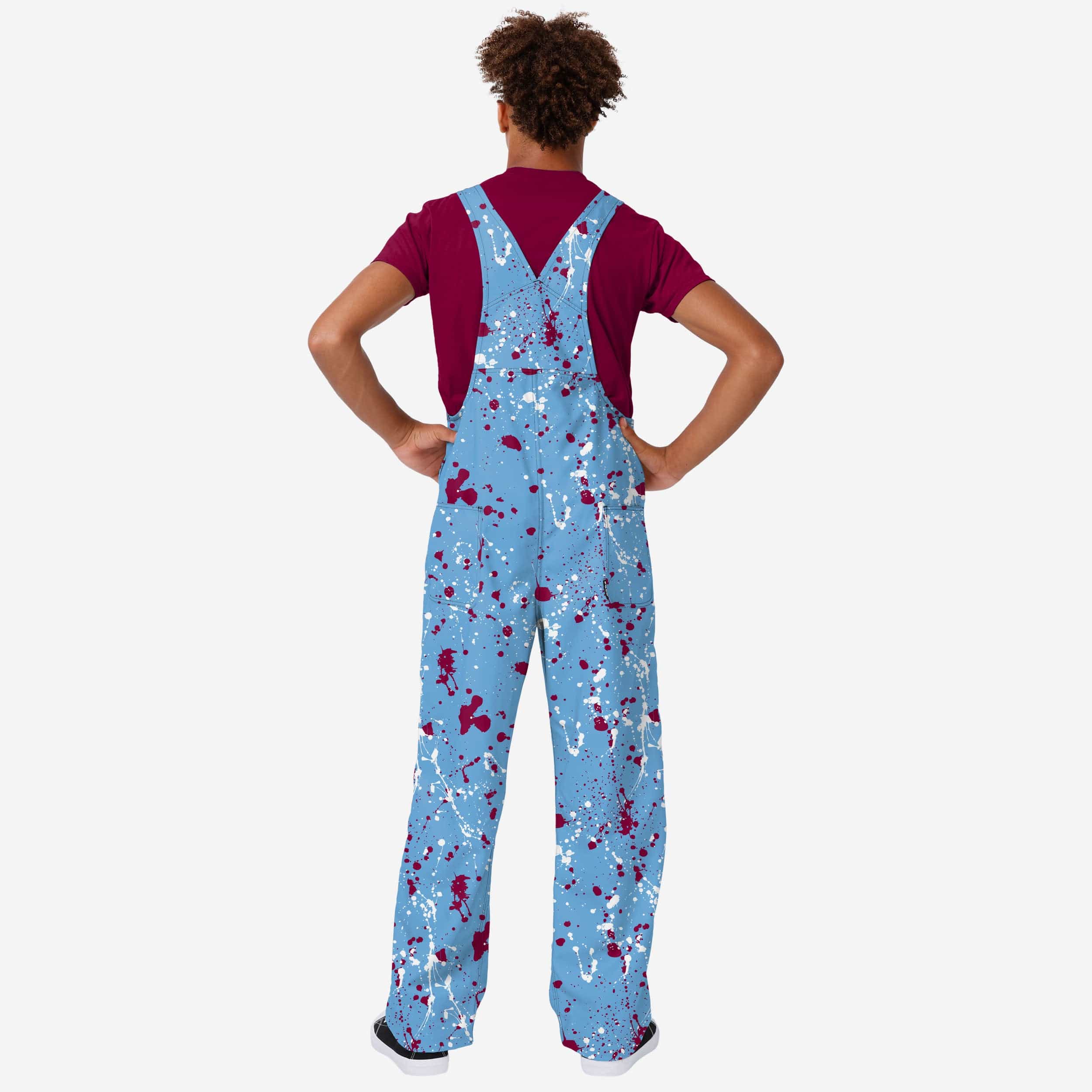Philadelphia Phillies Mens Powder Blue Paint Splatter Bib Overalls - Image 2