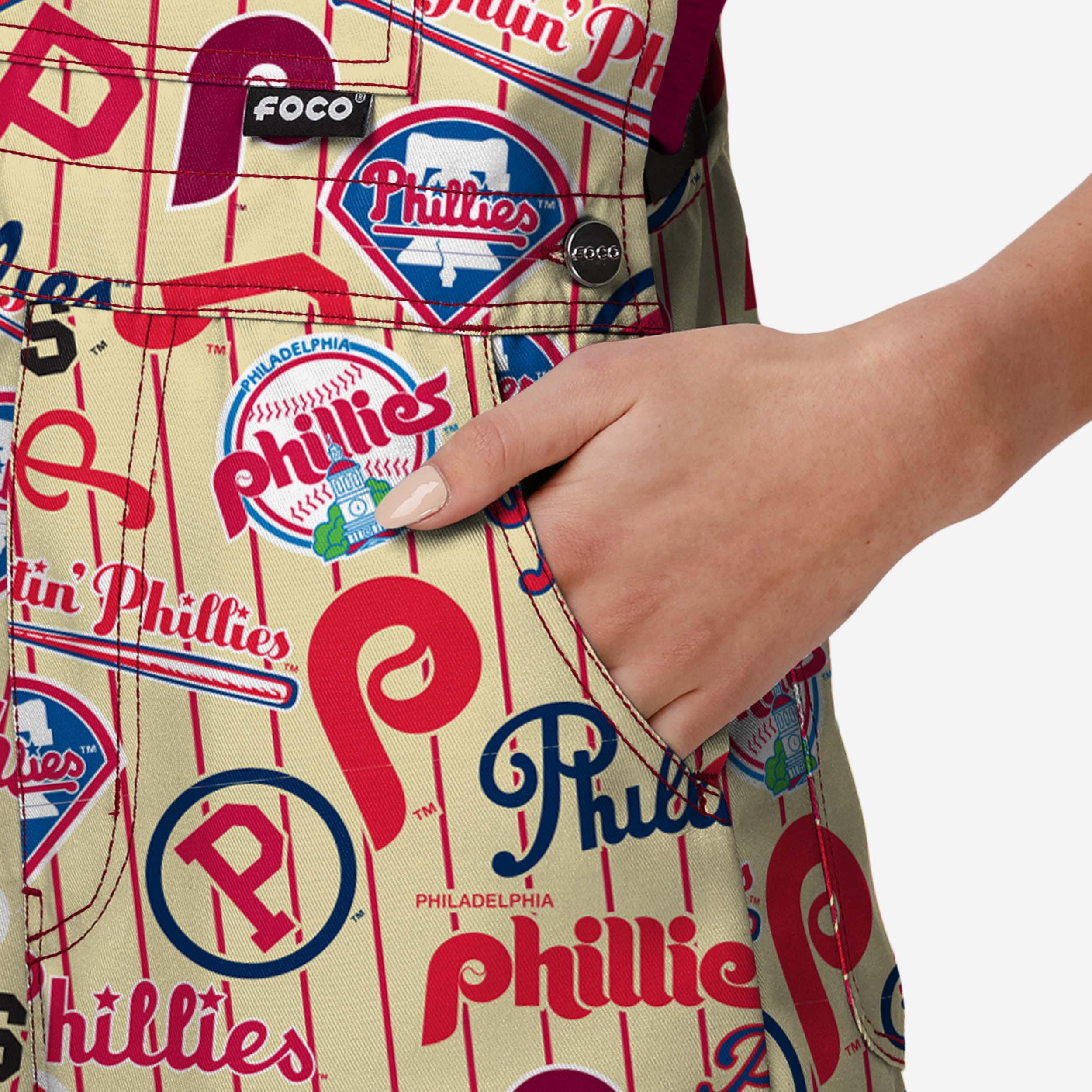 Philadelphia Phillies Womens Historic Print Bib Shortalls - Image 5
