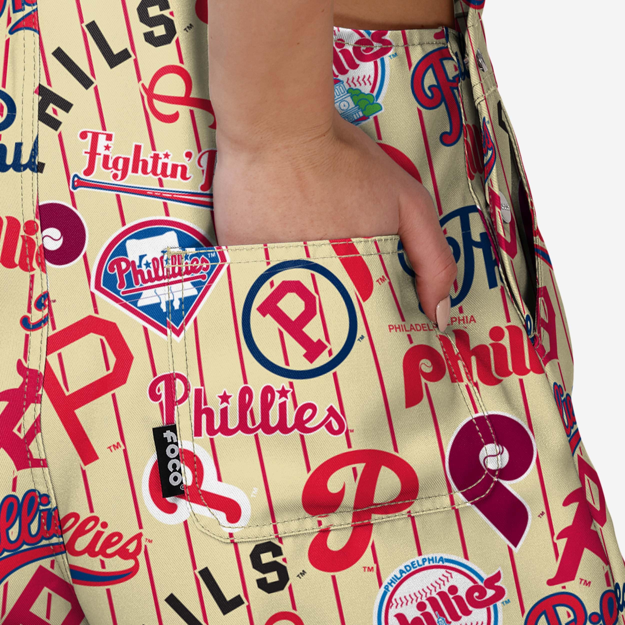 Philadelphia Phillies Womens Historic Print Bib Shortalls - Image 6
