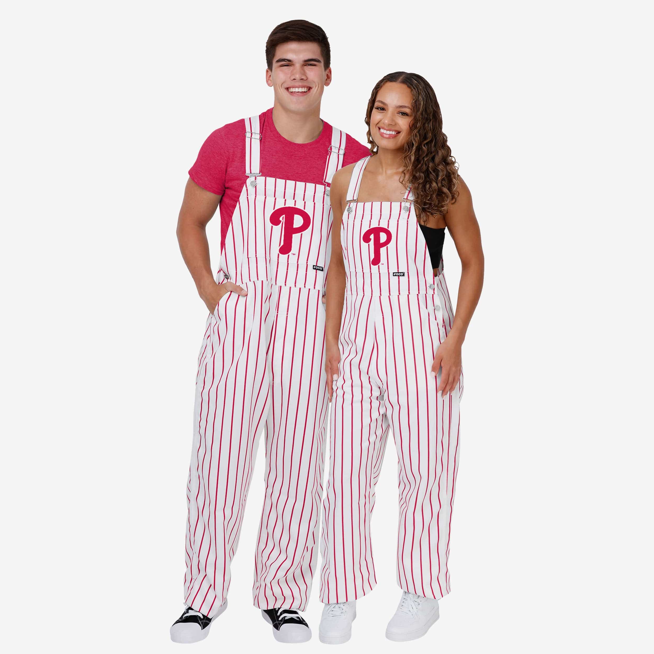 Philadelphia Phillies Womens Pinstripe Bib Overalls - Image 3