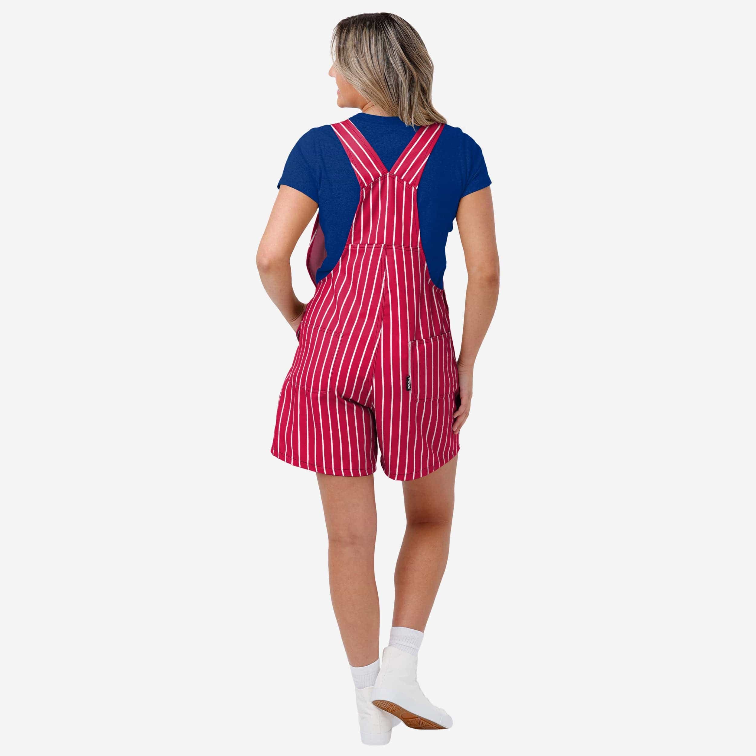 Philadelphia Phillies Womens Pinstripe Bib Shortalls - Image 2