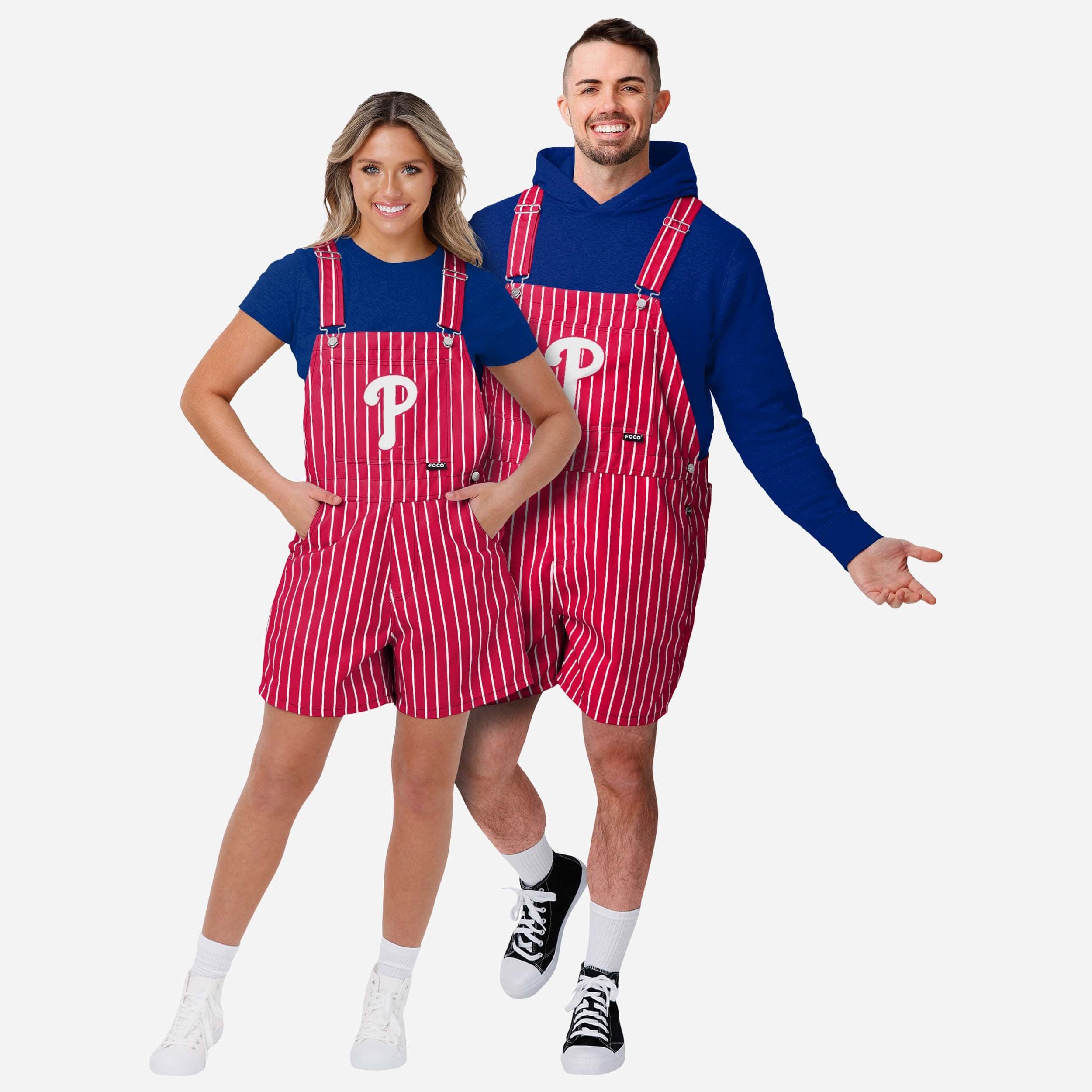 Philadelphia Phillies Womens Pinstripe Bib Shortalls - Image 3