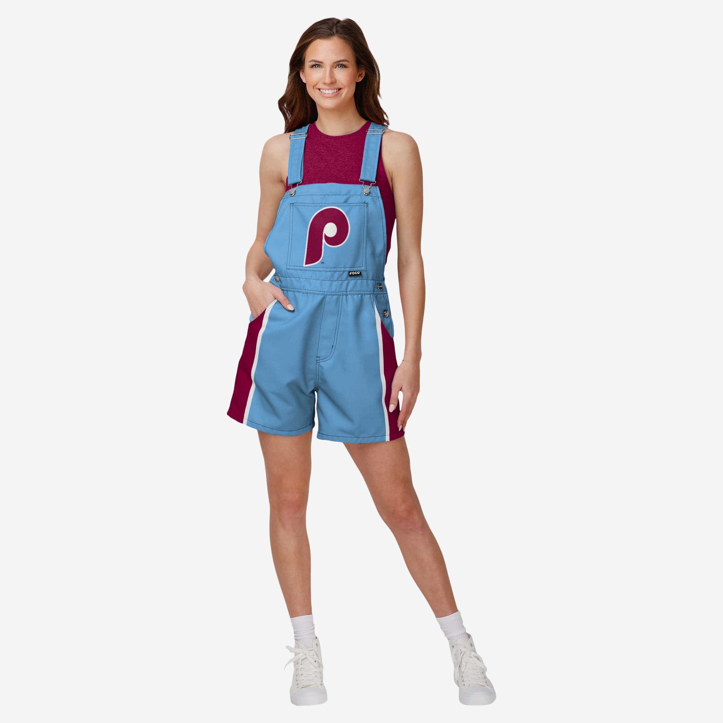 Philadelphia Phillies Womens Team Stripe Bib Shortalls