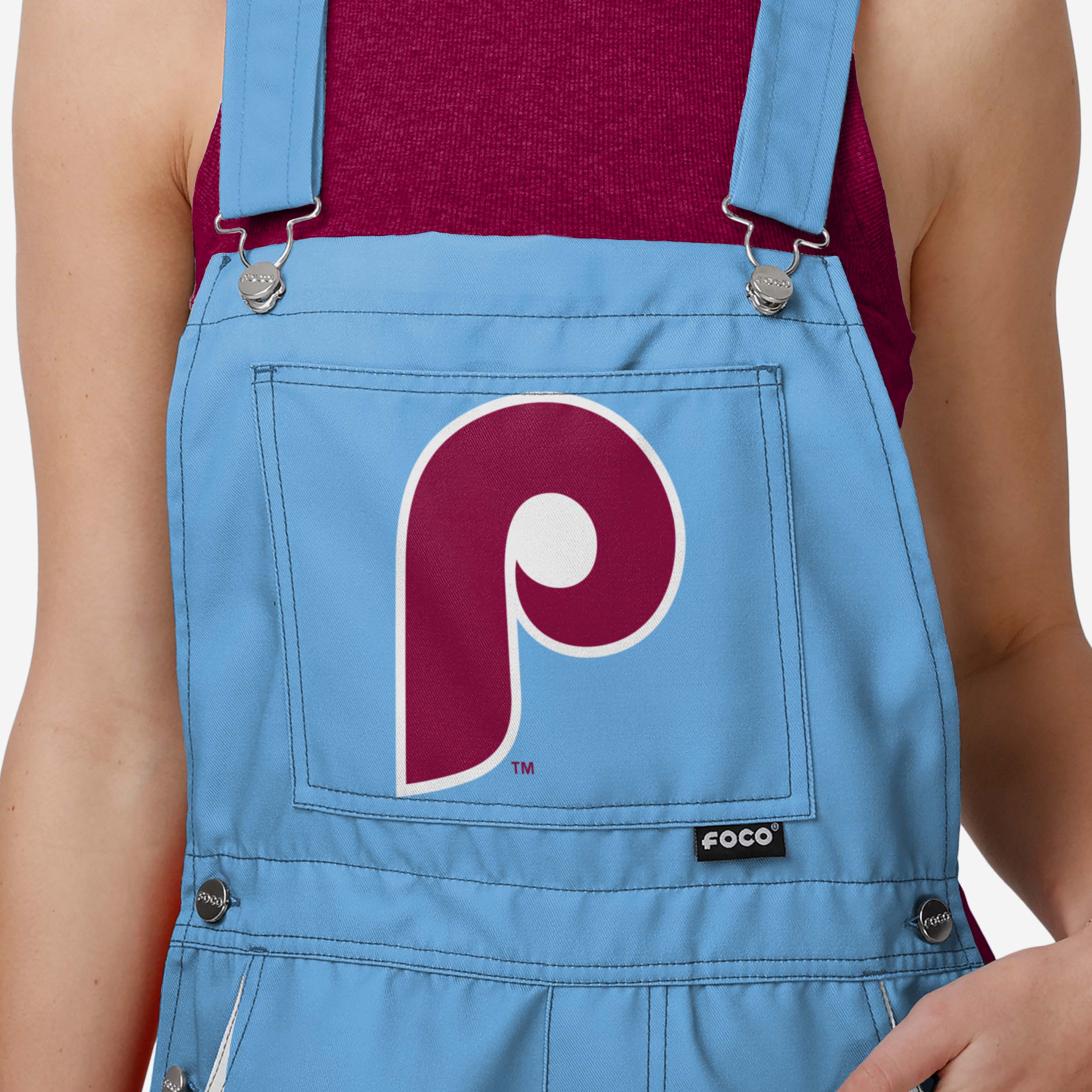 Philadelphia Phillies Womens Team Stripe Bib Shortalls - Image 4