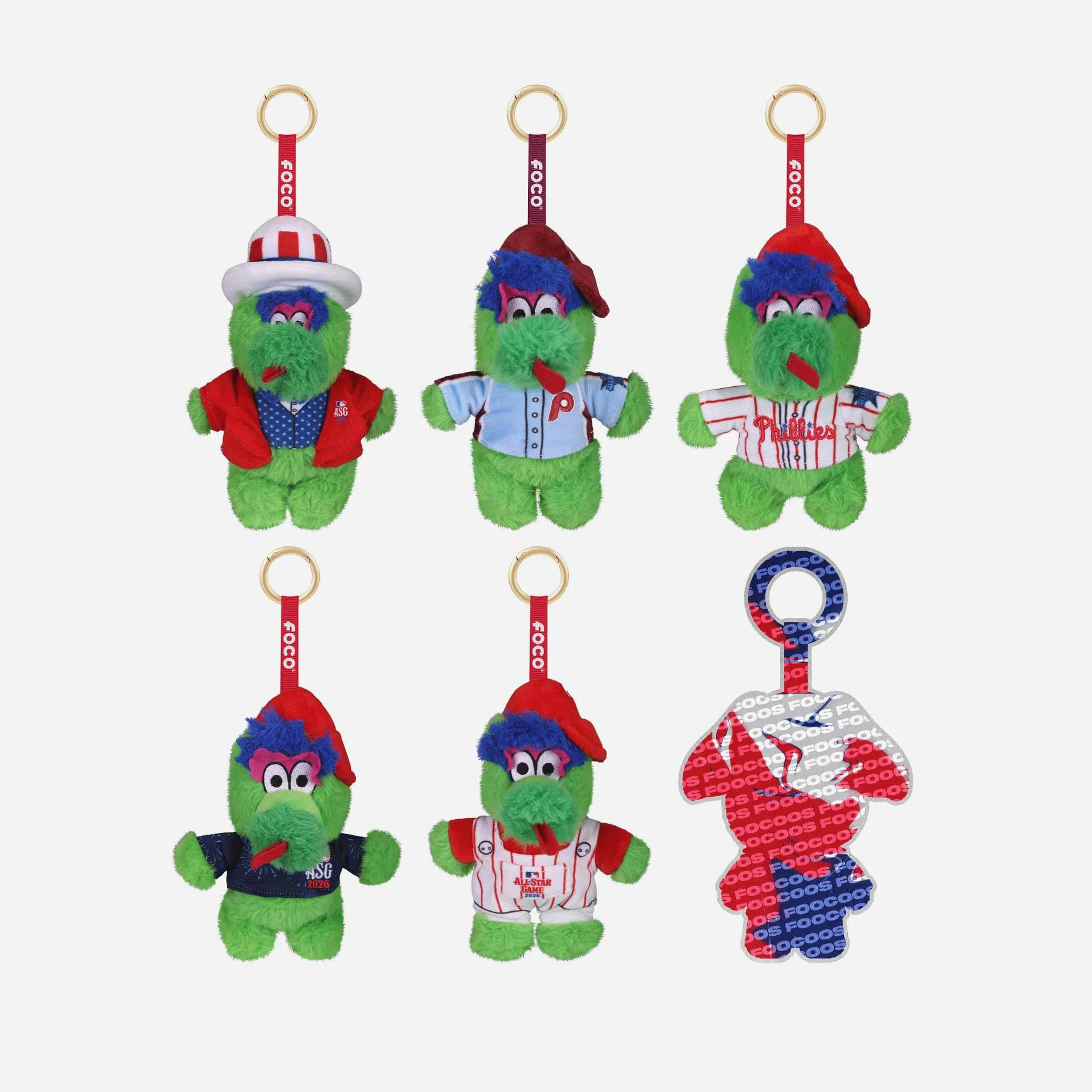 Phillie Phanatic Philadelphia Phillies 2026 All-Star FOOCOOS Plush Bag Charm Keychain Blind Box Series 1