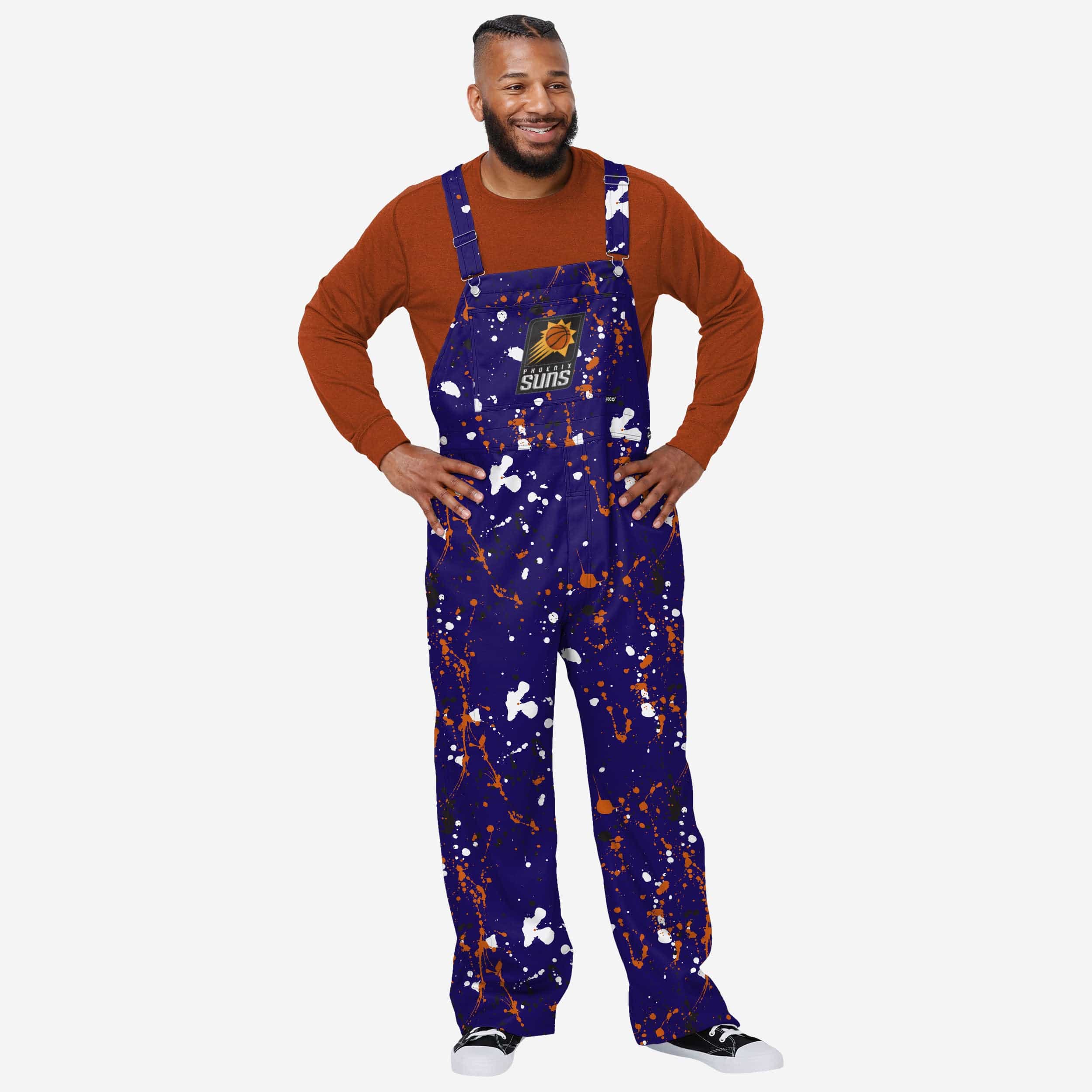 Phoenix Suns Mens Paint Splatter Bib Overalls