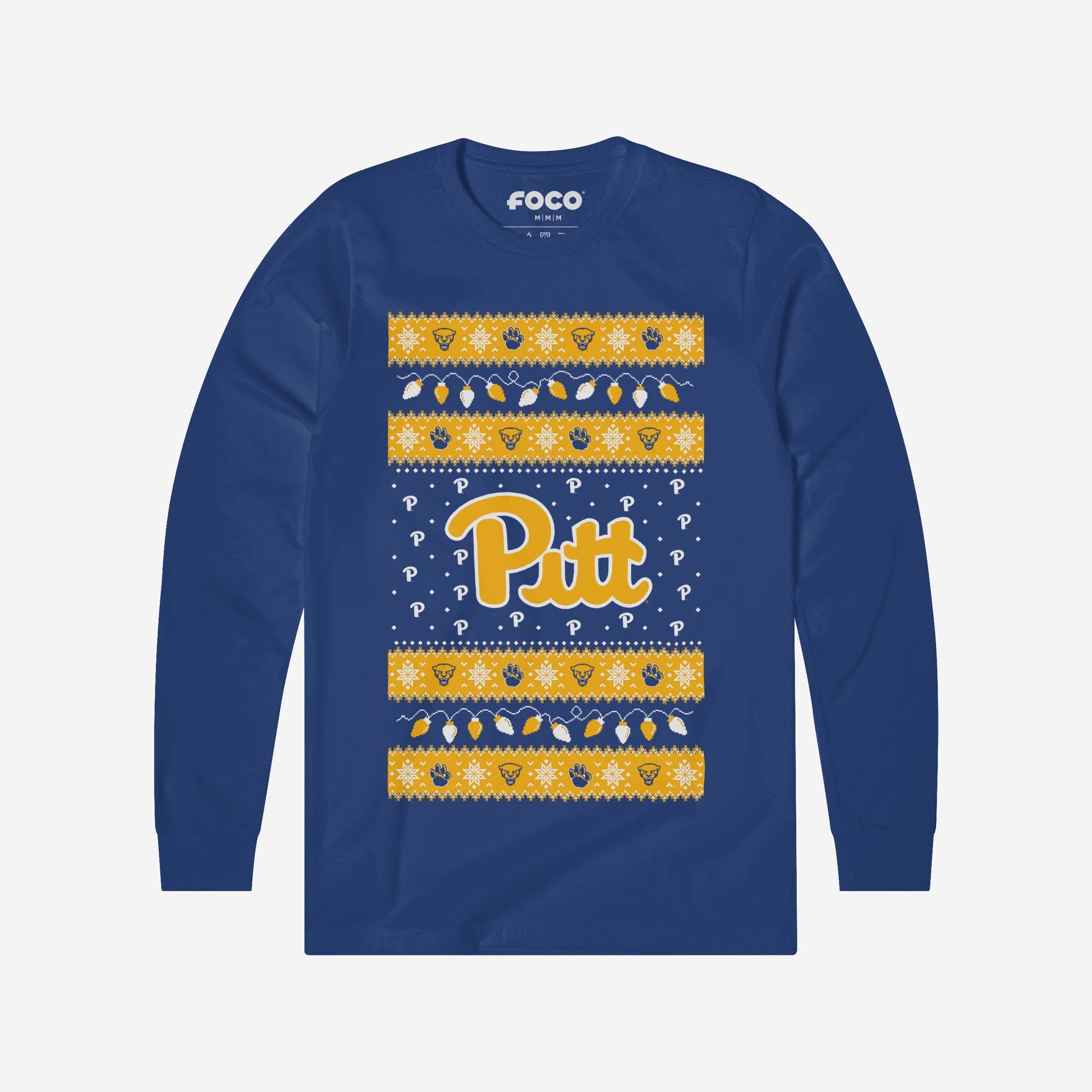Pittsburgh Panthers Holiday Lights Sweater Long Sleeve T-Shirt