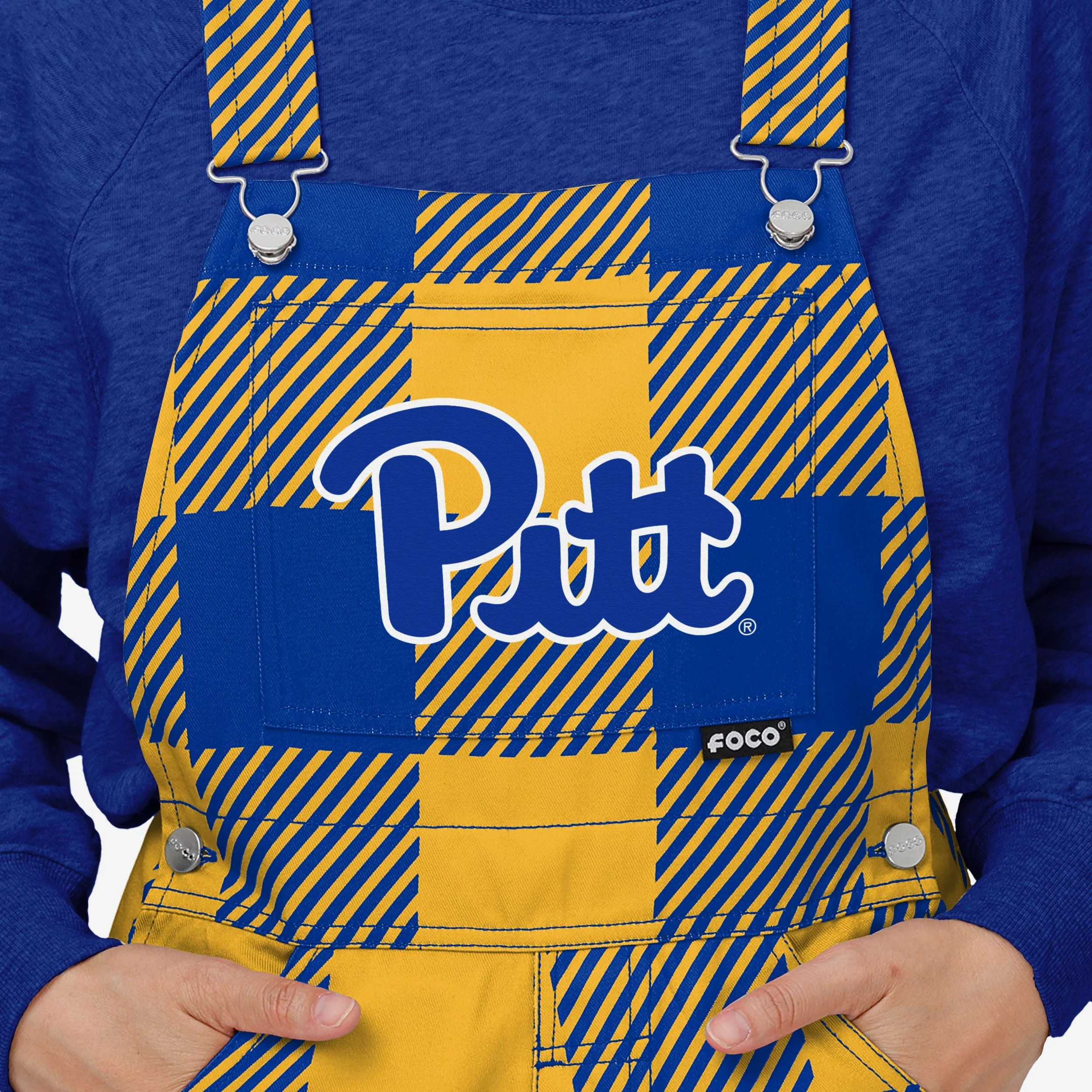 Pittsburgh Panthers Womens Plaid Bib Overalls - Image 4