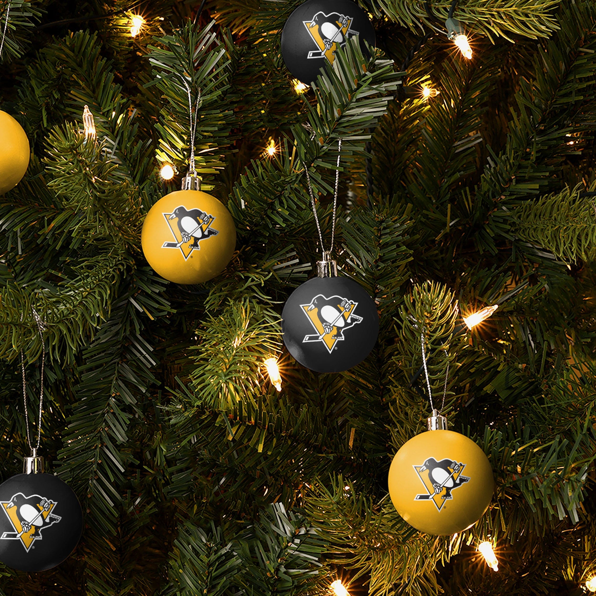 Pittsburgh Penguins 12 Pack Plastic Ball Ornament Set - Image 2