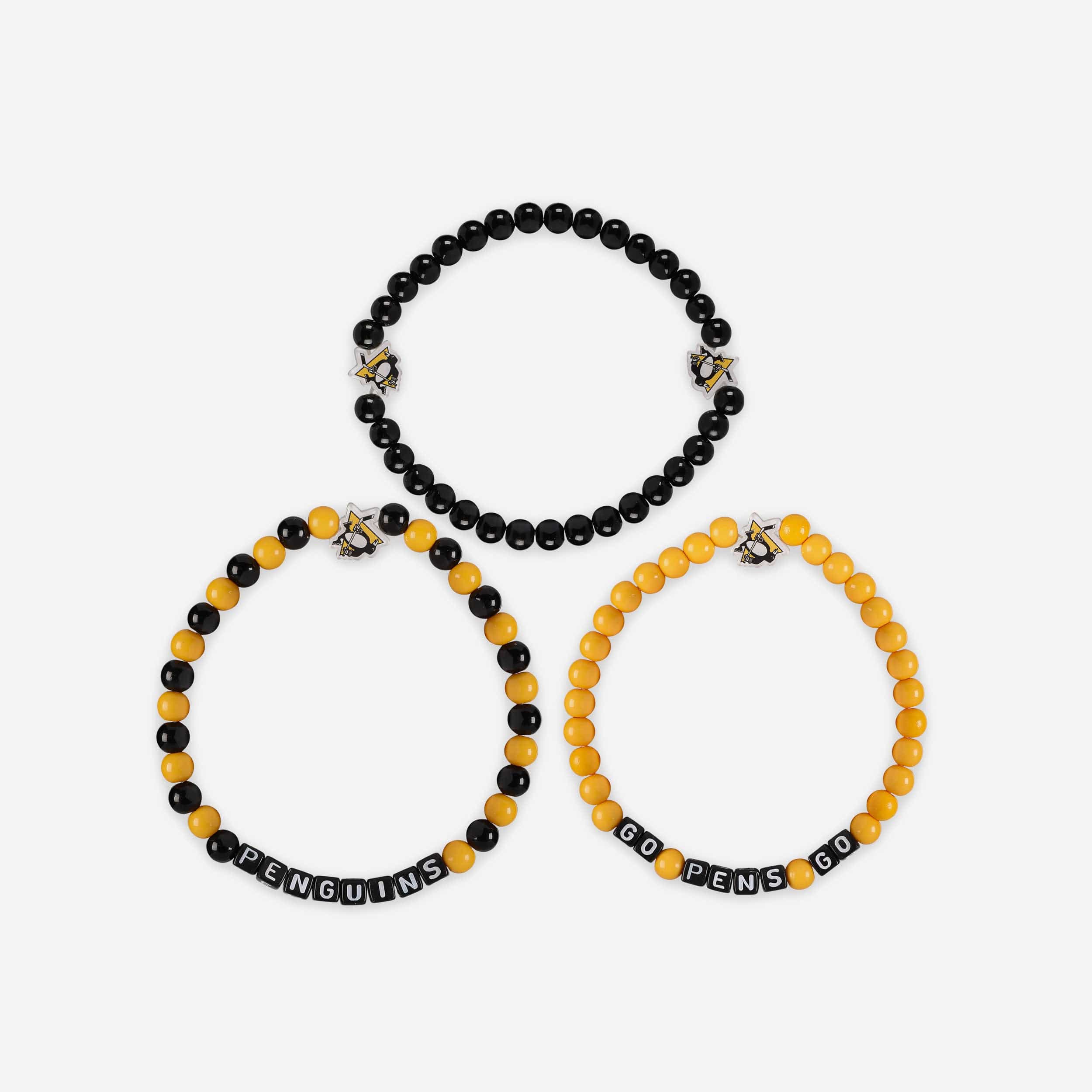 Pittsburgh Penguins 3 Pack Beaded Friendship Bracelet - Image 3