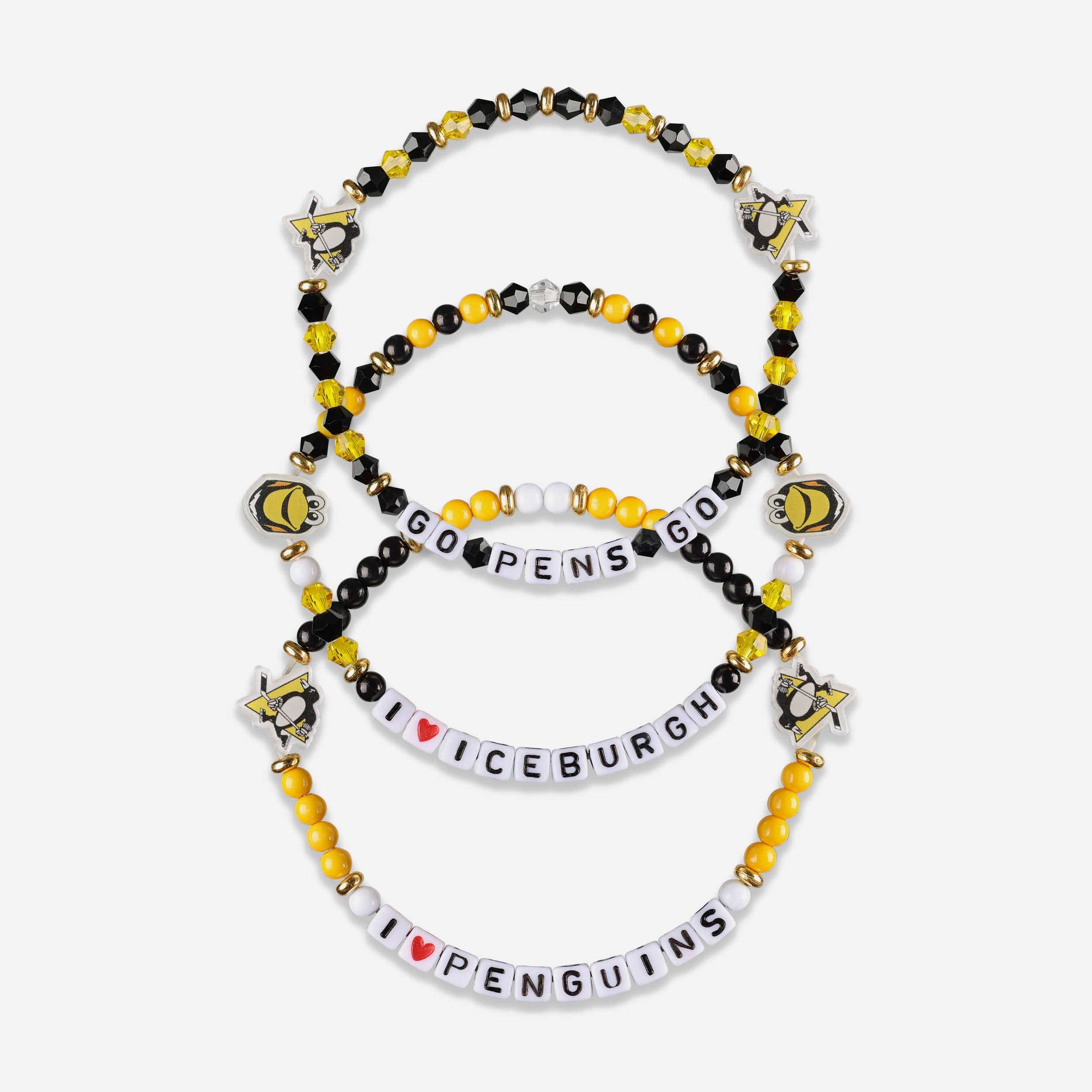 Pittsburgh Penguins 3 Pack Friendship Bracelet