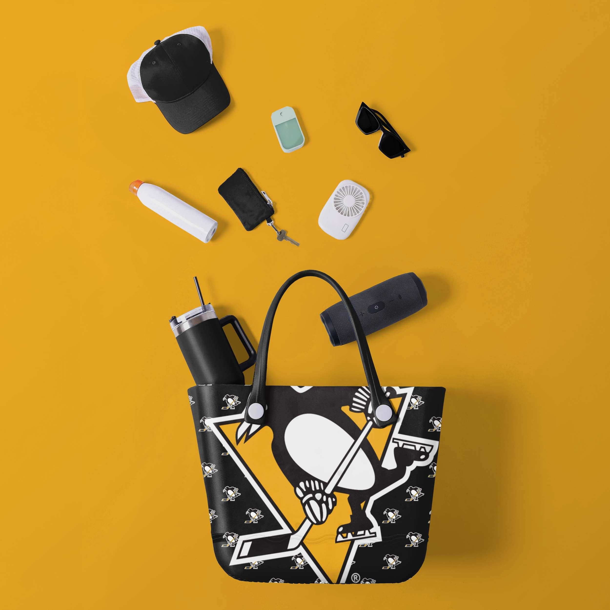 Pittsburgh Penguins Big Logo Mini Print Tailgate Tote Bag - Image 2