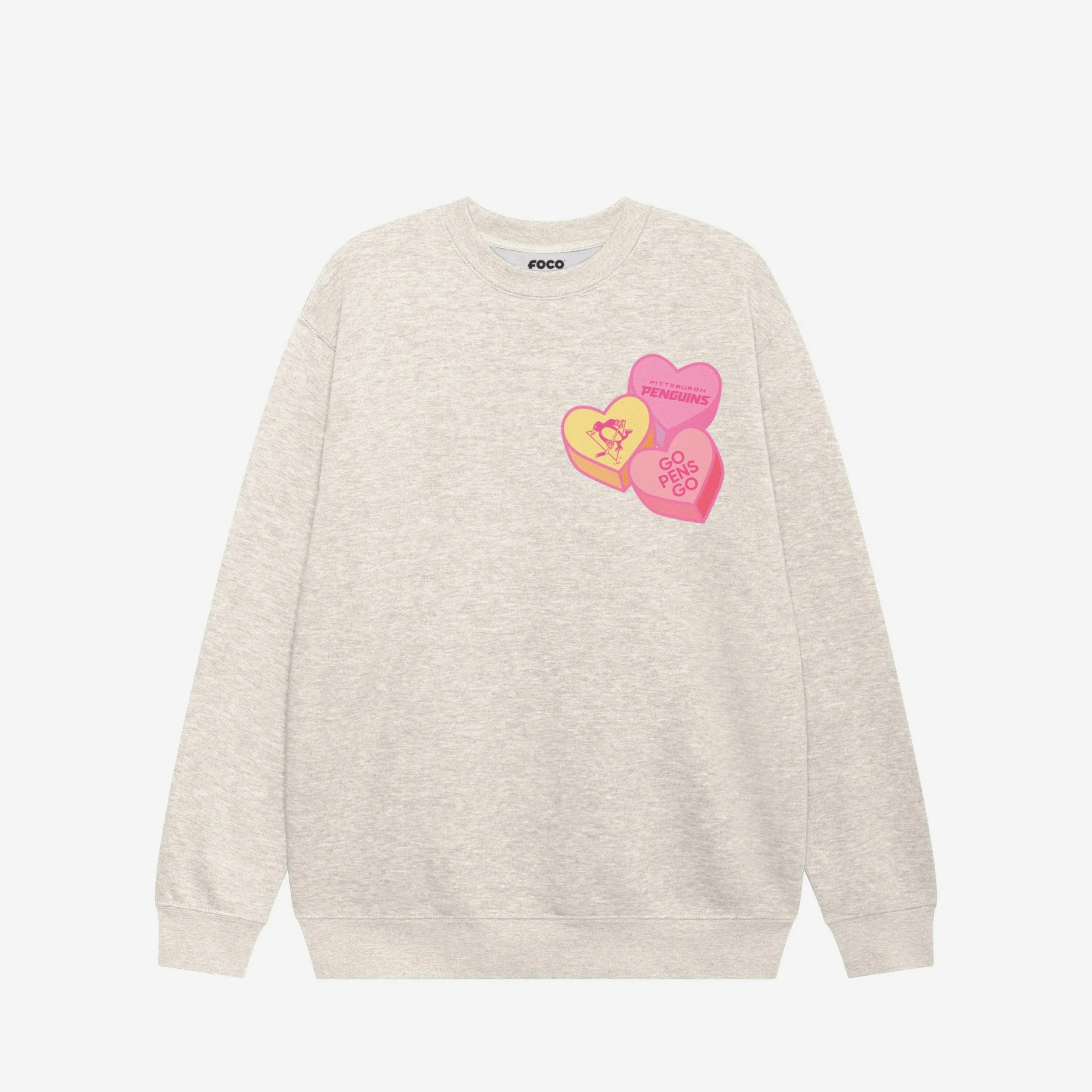Pittsburgh Penguins Candy Heart Crew Neck Sweatshirt
