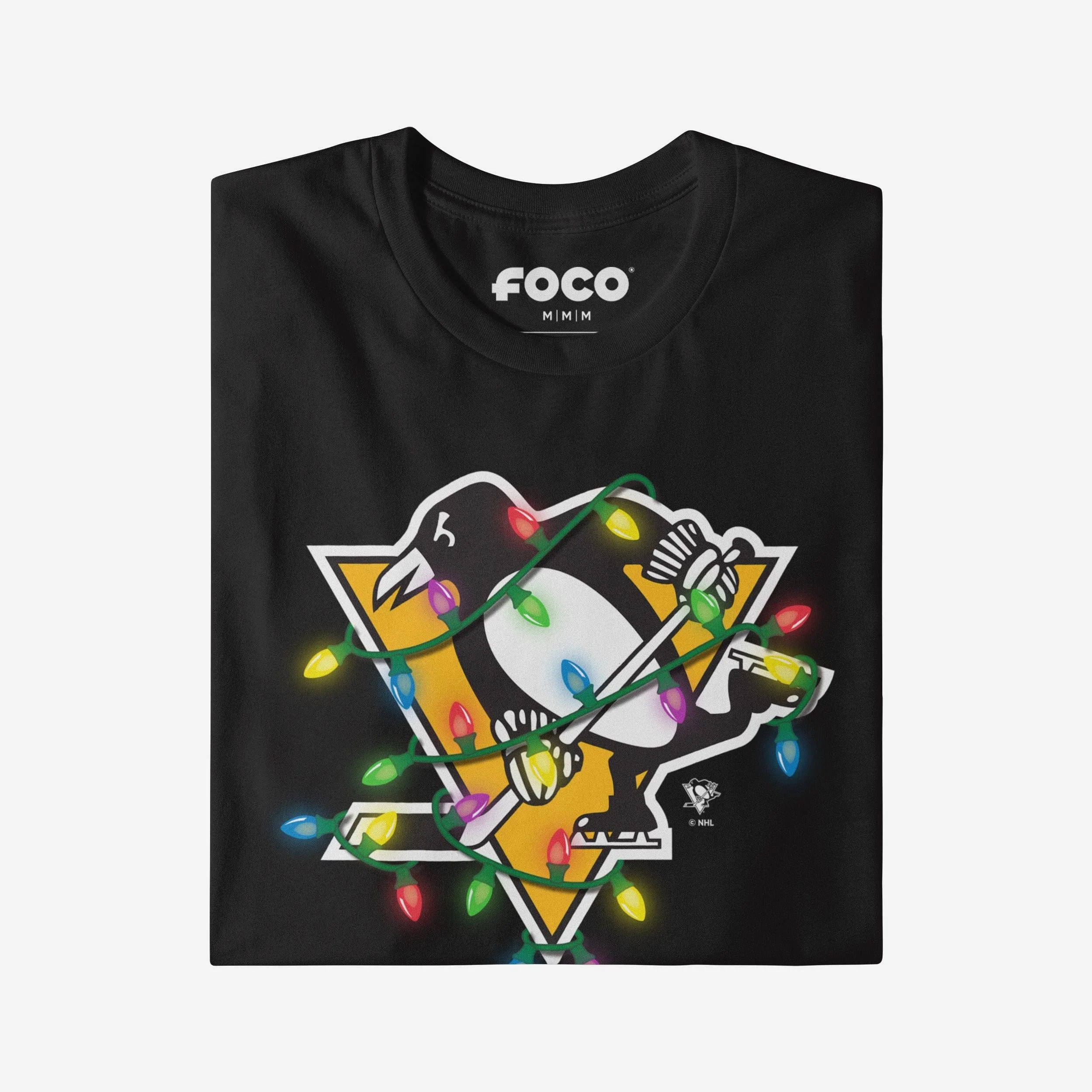 Pittsburgh Penguins Primary Logo Holiday Lights T-Shirt - Image 3