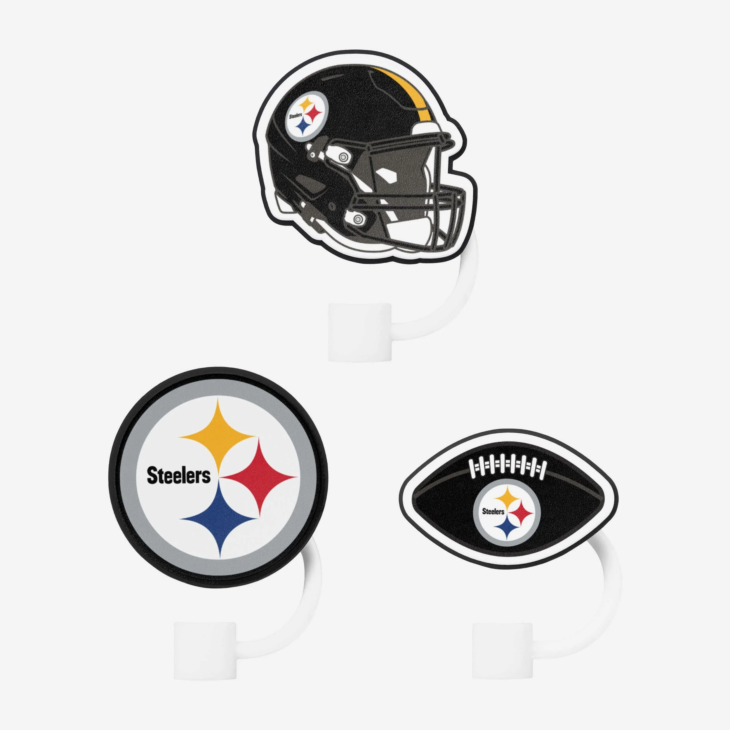 Pittsburgh Steelers 3 Pack Primary Logo Straw Toppers