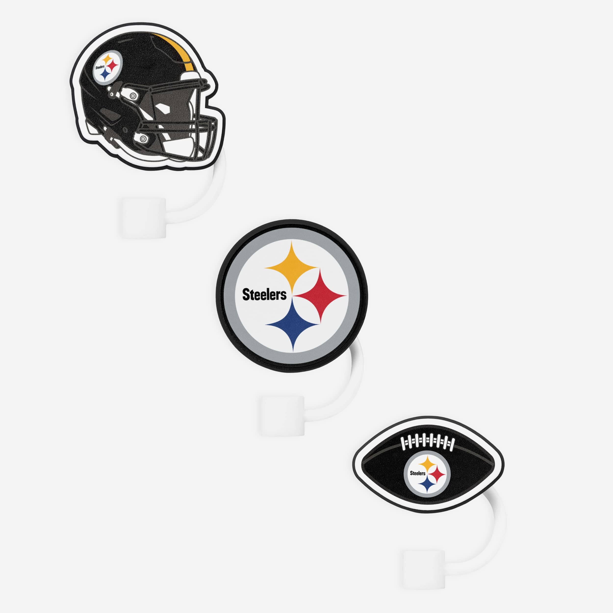 Pittsburgh Steelers 3 Pack Primary Logo Straw Toppers - Image 3
