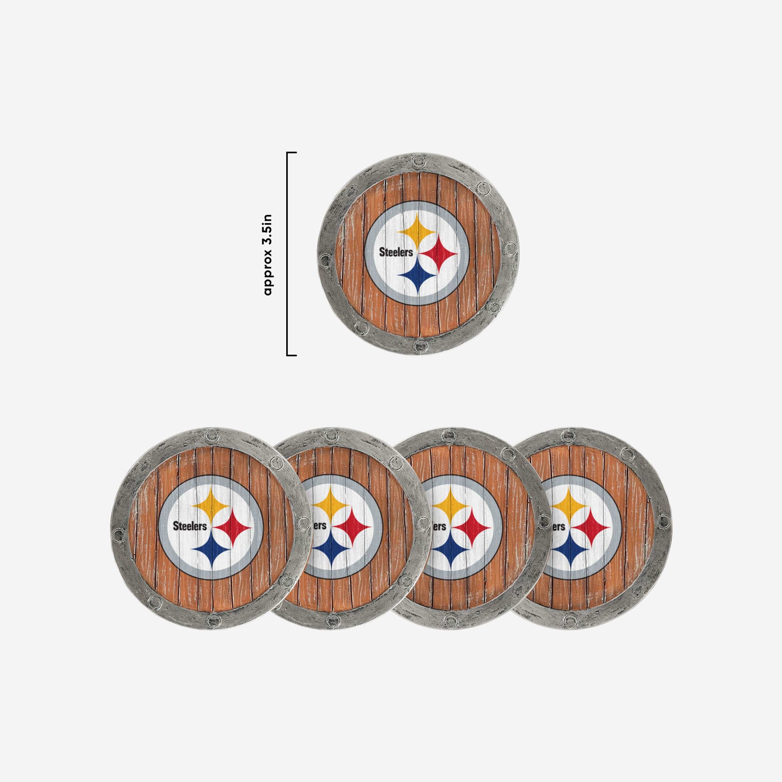 Pittsburgh Steelers 5 Pack Barrel Coaster Set - Image 5