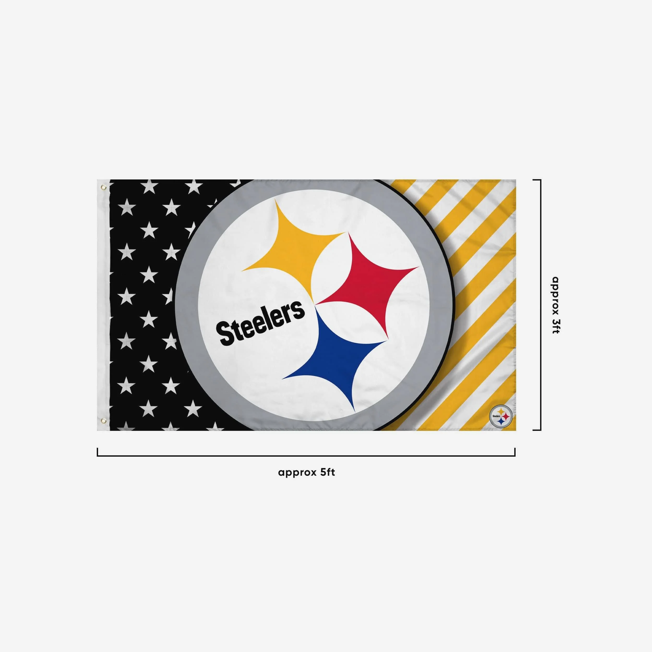Pittsburgh Steelers Big Logo Americana Horizontal Flag - Image 3