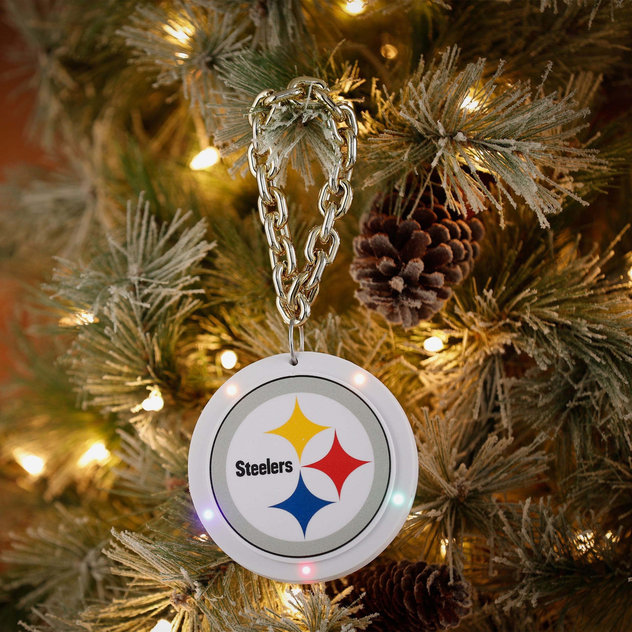 Pittsburgh Steelers Big Logo Light Up Chain Ornament - Image 3