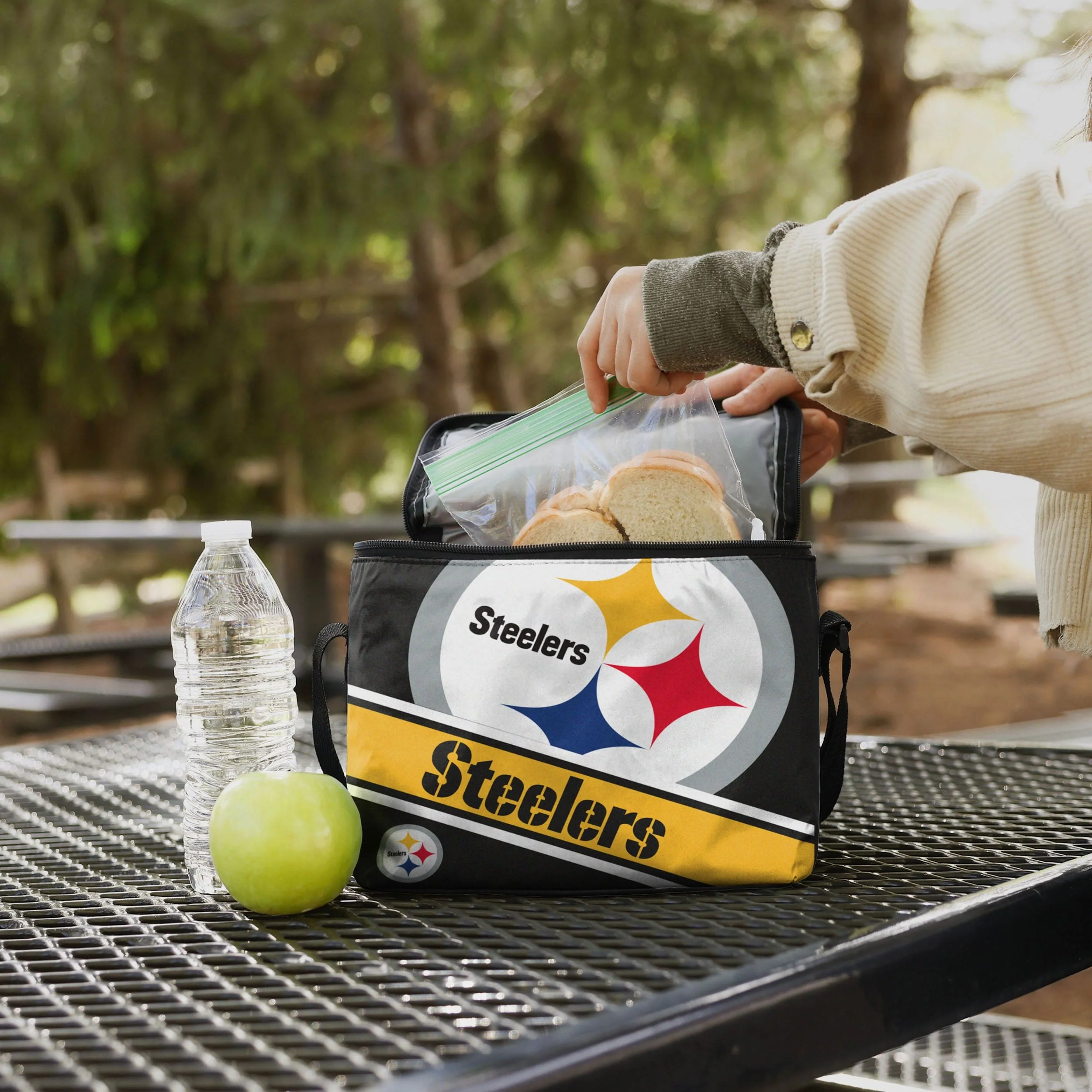Pittsburgh Steelers Big Logo Stripe 6 Pack Cooler - Image 3