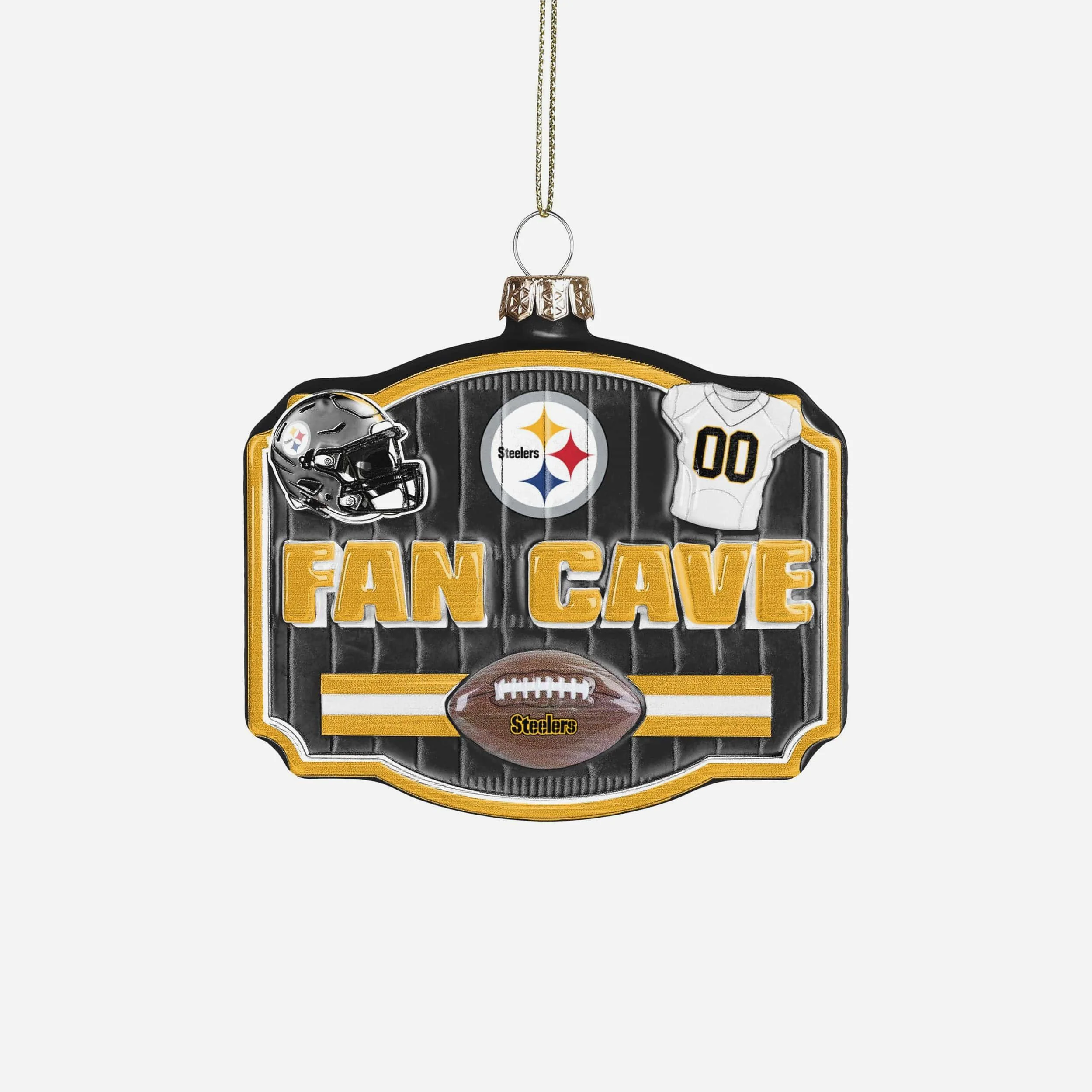 Pittsburgh Steelers Blown Glass Fan Cave Ornament
