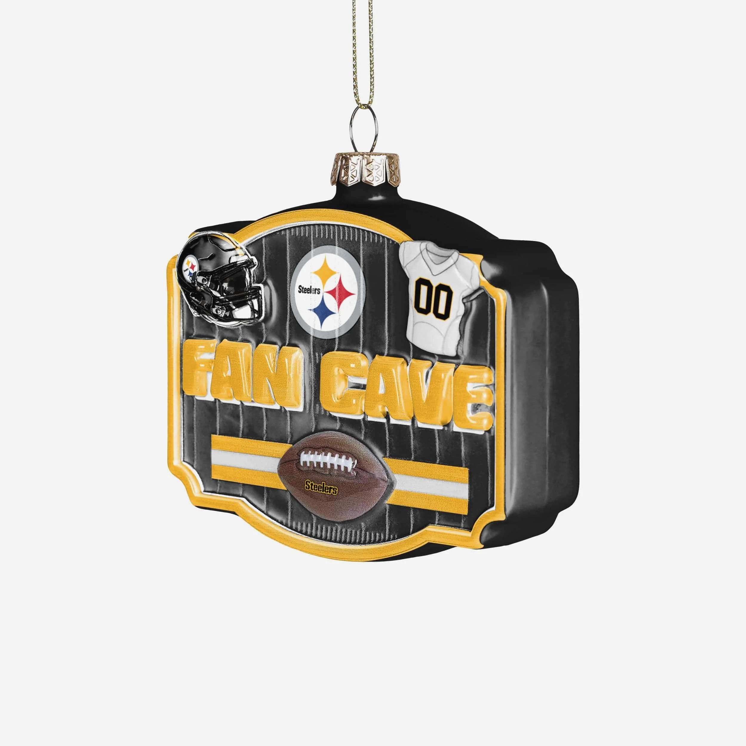 Pittsburgh Steelers Blown Glass Fan Cave Ornament - Image 2