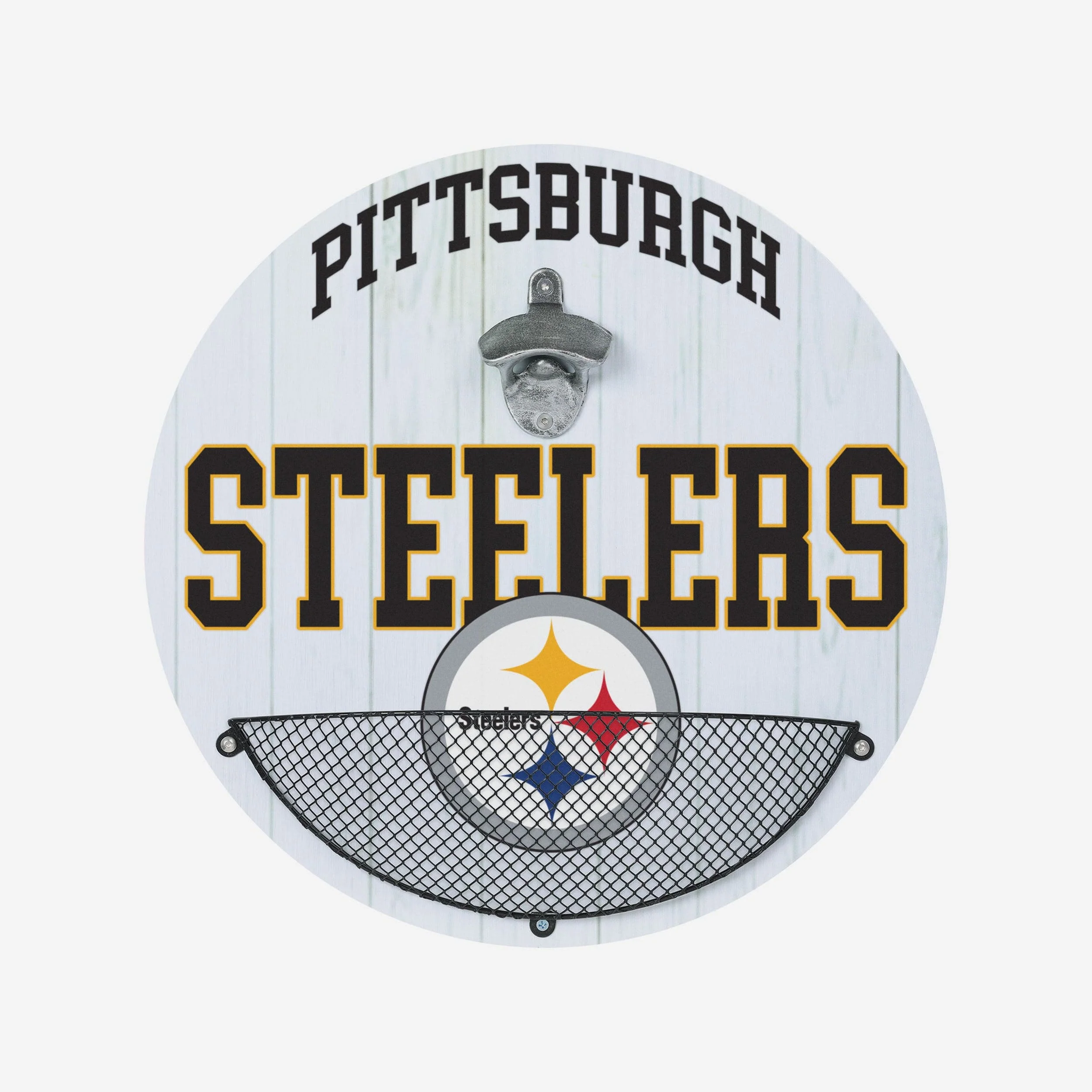 Pittsburgh Steelers Bottle Opener Cap Catcher Wall Sign