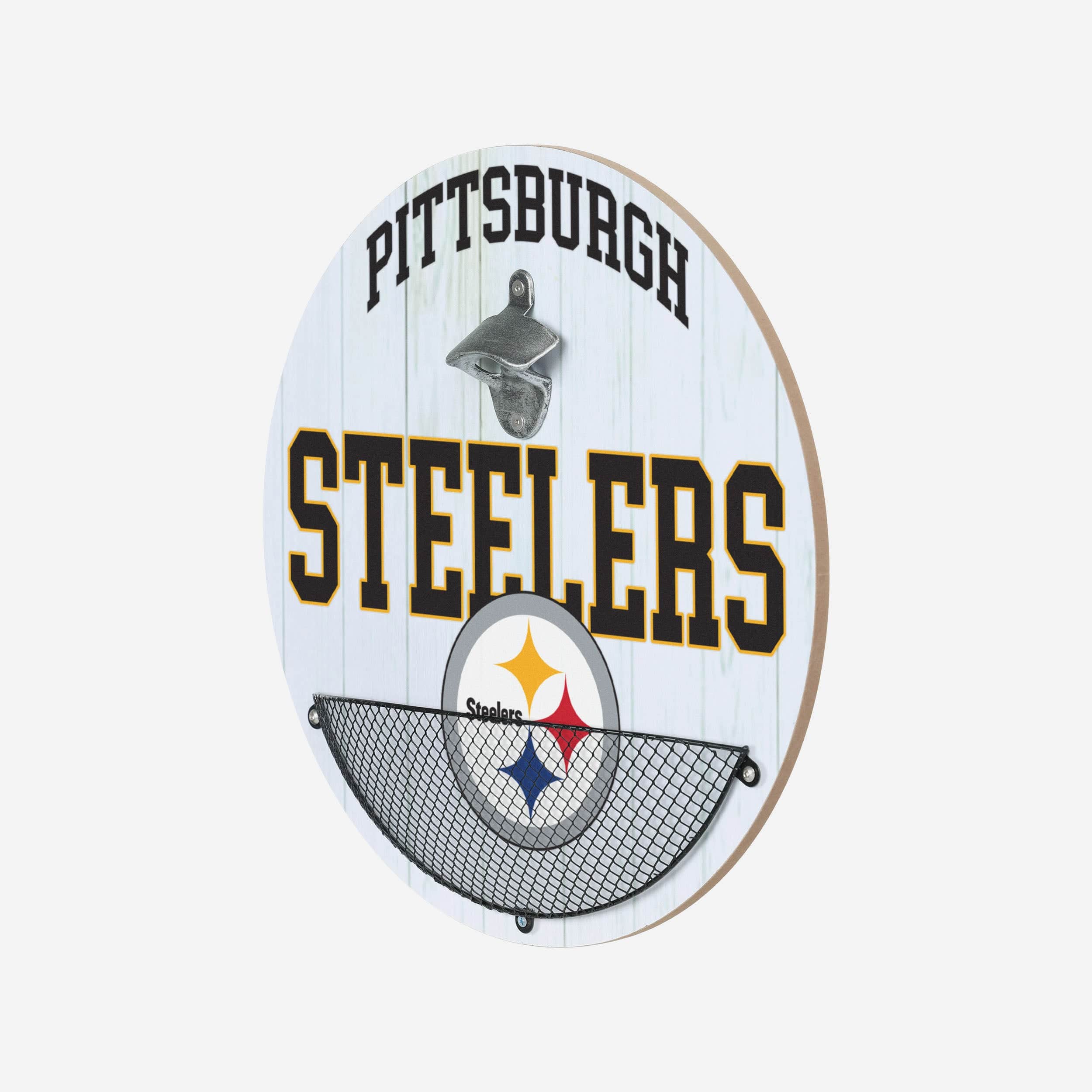 Pittsburgh Steelers Bottle Opener Cap Catcher Wall Sign - Image 2